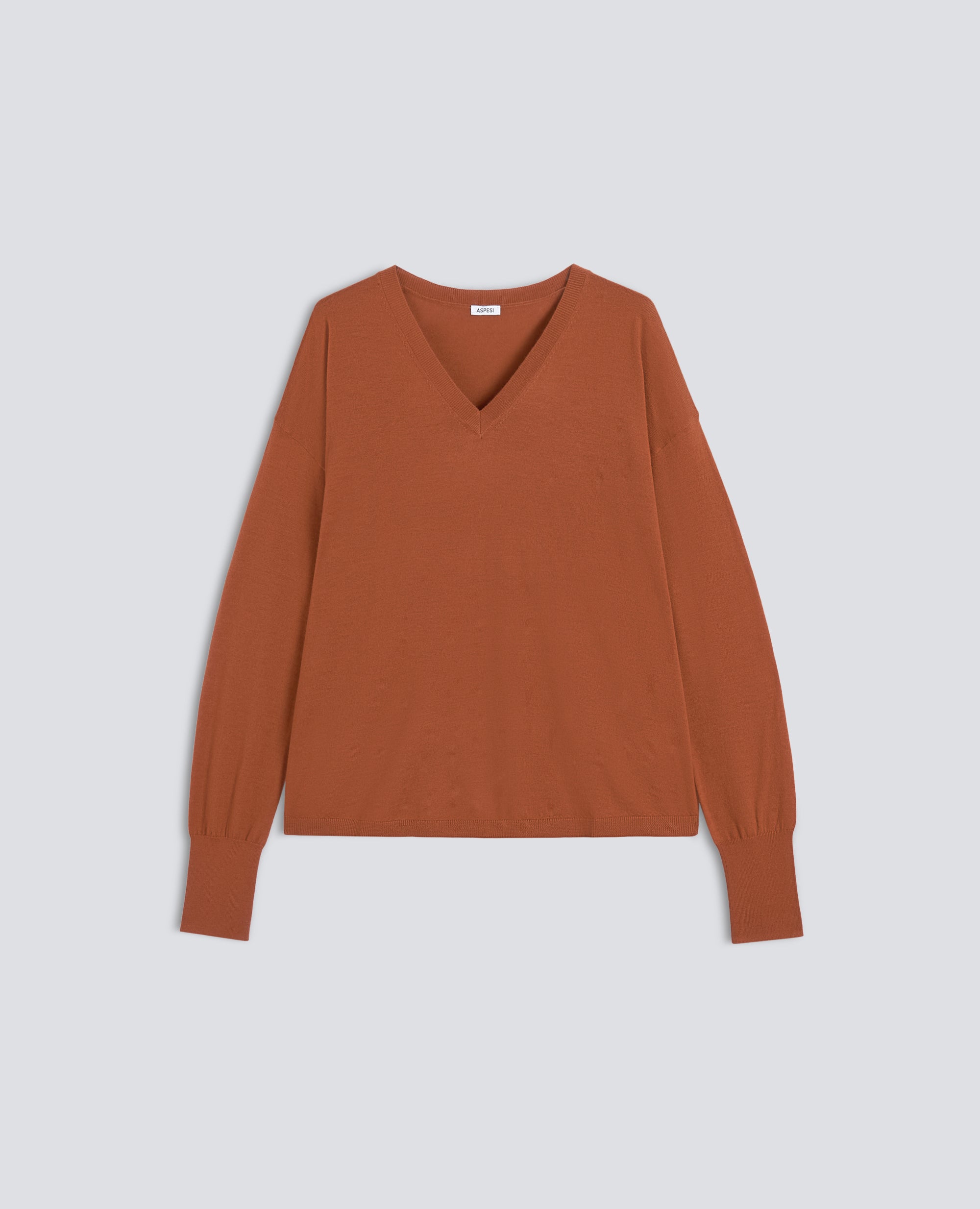 MAGLIA CON SCOLLO A V IN LANA MERINO - ARANCIO - ASPESI
