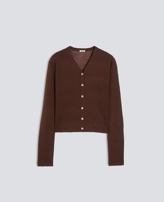 CARDIGAN IN LANA MERINO - MARRONE - ASPESI