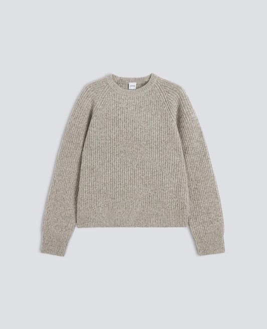 MAGLIA GIROCOLLO IN LANA MOULINE A COSTE - BEIGE - ASPESI