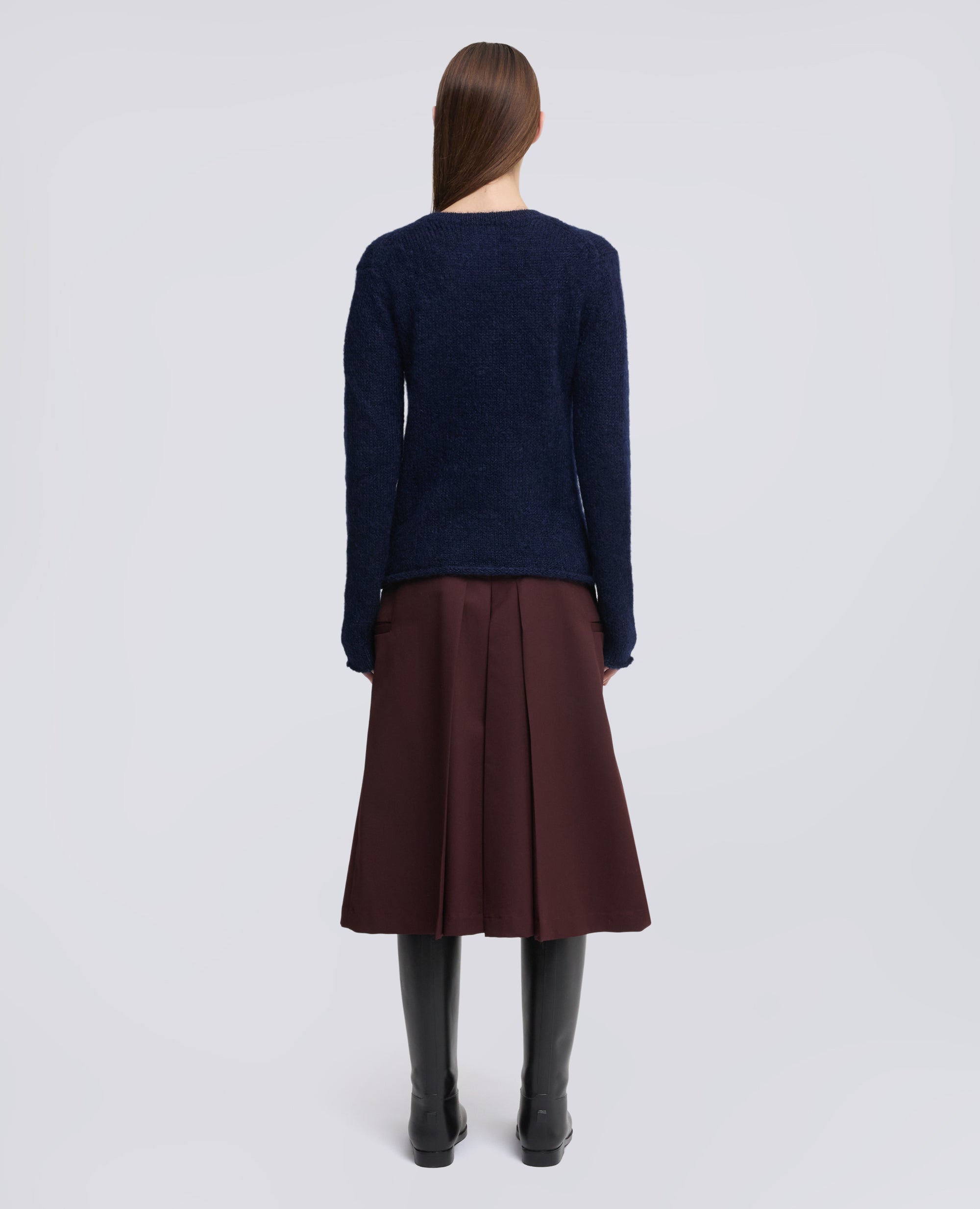 MAGLIA SCOLLO A -V- IN MOHAIR E LANA - BLU - ASPESI