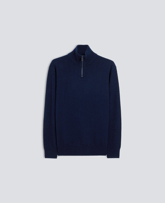 MAGLIA A COLLO ALTO IN LANA, YAK E CASHMERE - BLU - ASPESI