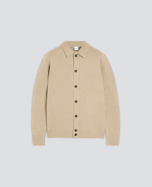 CARDIGAN A CAMICIA IN LANA SHETLAND - BEIGE - ASPESI