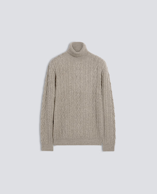 MAGLIA DOLCEVITA IN LANA E YAK A TRECCE E LOSANGHE - BEIGE - ASPESI