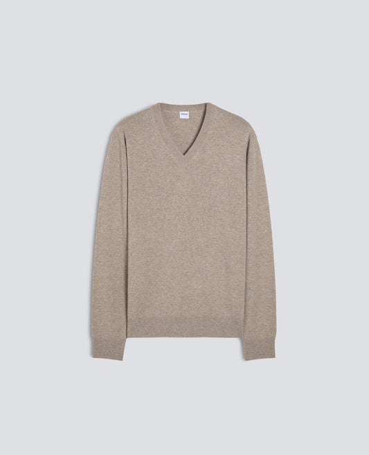 MAGLIA SCOLLO A -V- IN LANA E CHASHMERE - BEIGE - ASPESI