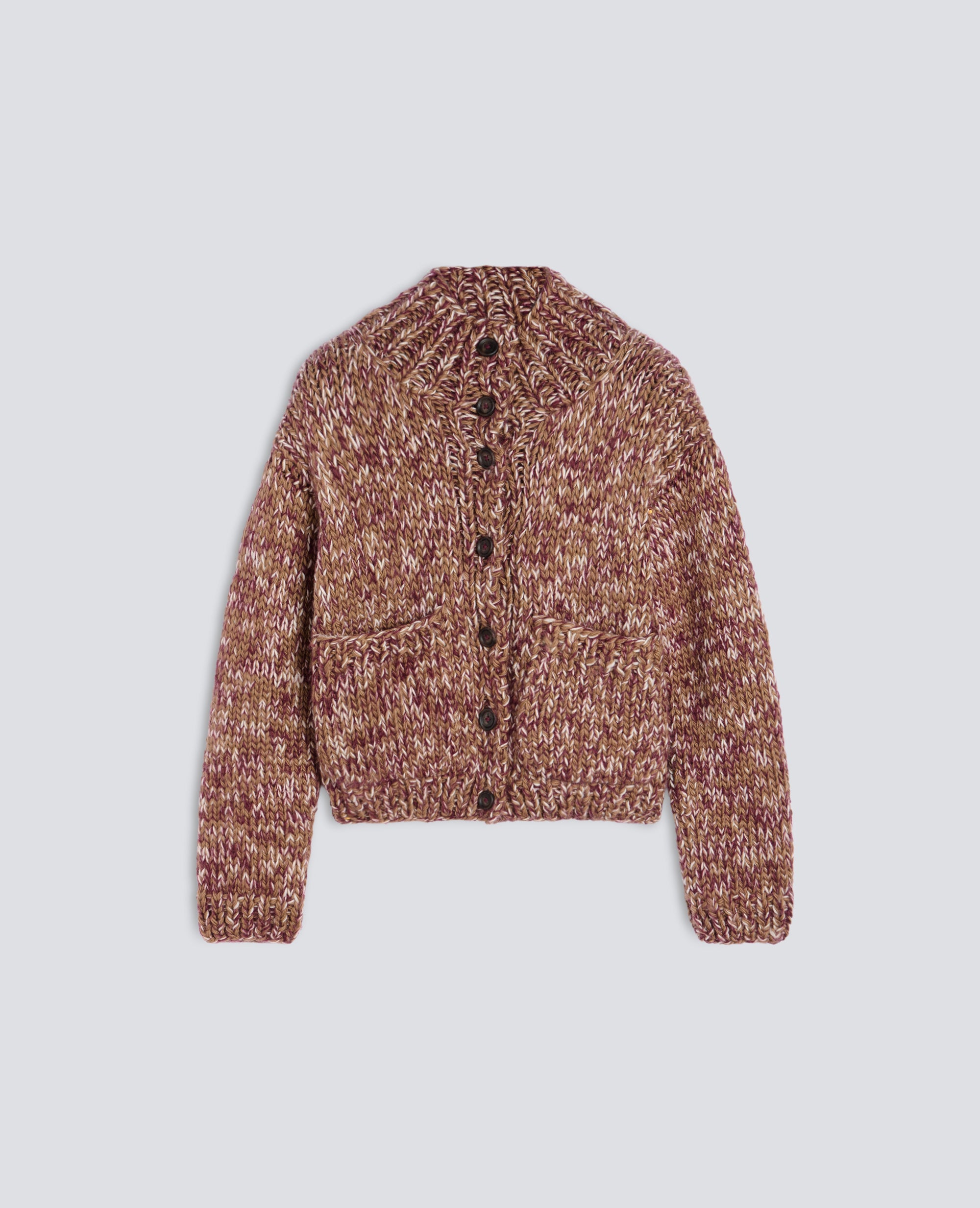 CARDIGAN FATTO A MANO IN LANA VERGINE E MOHAIR - BEIGE - ASPESI