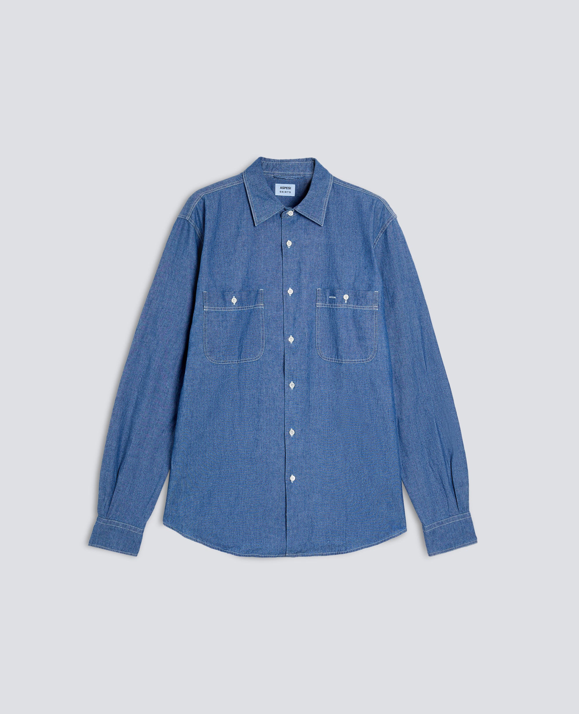 CAMICIA DA LAVORO NEW C SLIM IN CHAMBRAY DI COTONE - BLU - ASPESI