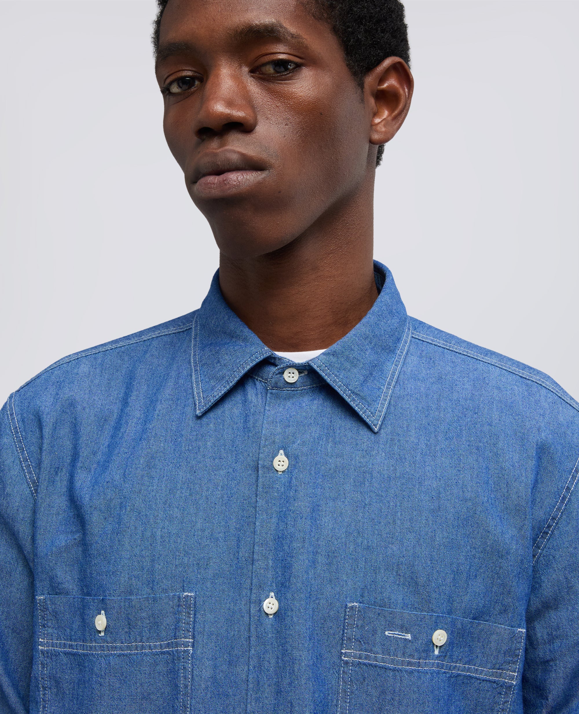 CAMICIA DA LAVORO NEW C SLIM IN CHAMBRAY DI COTONE - BLU - ASPESI