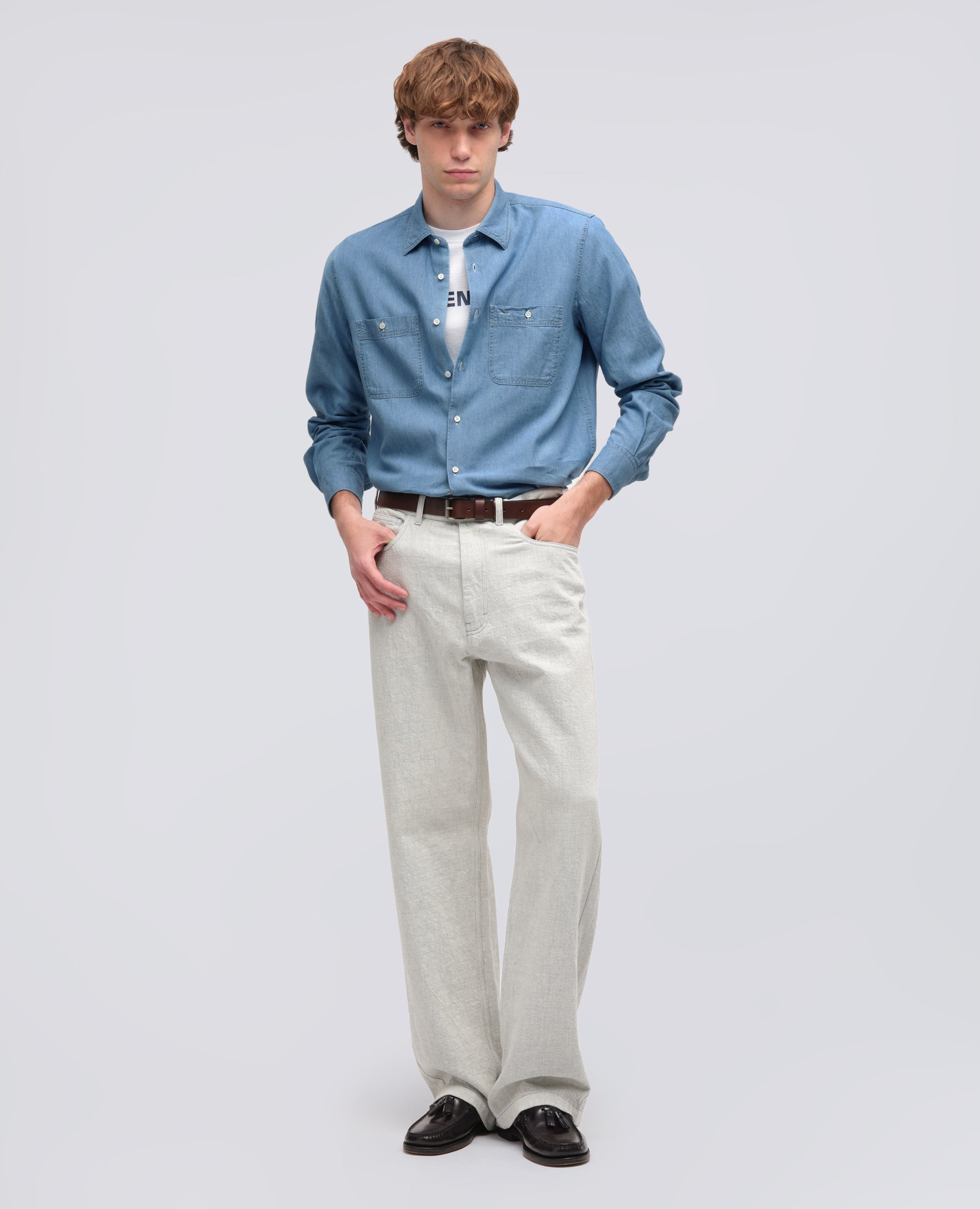 CAMICIA DA LAVORO NEW C SLIM IN CHAMBRAY DI COTONE - BLU - ASPESI