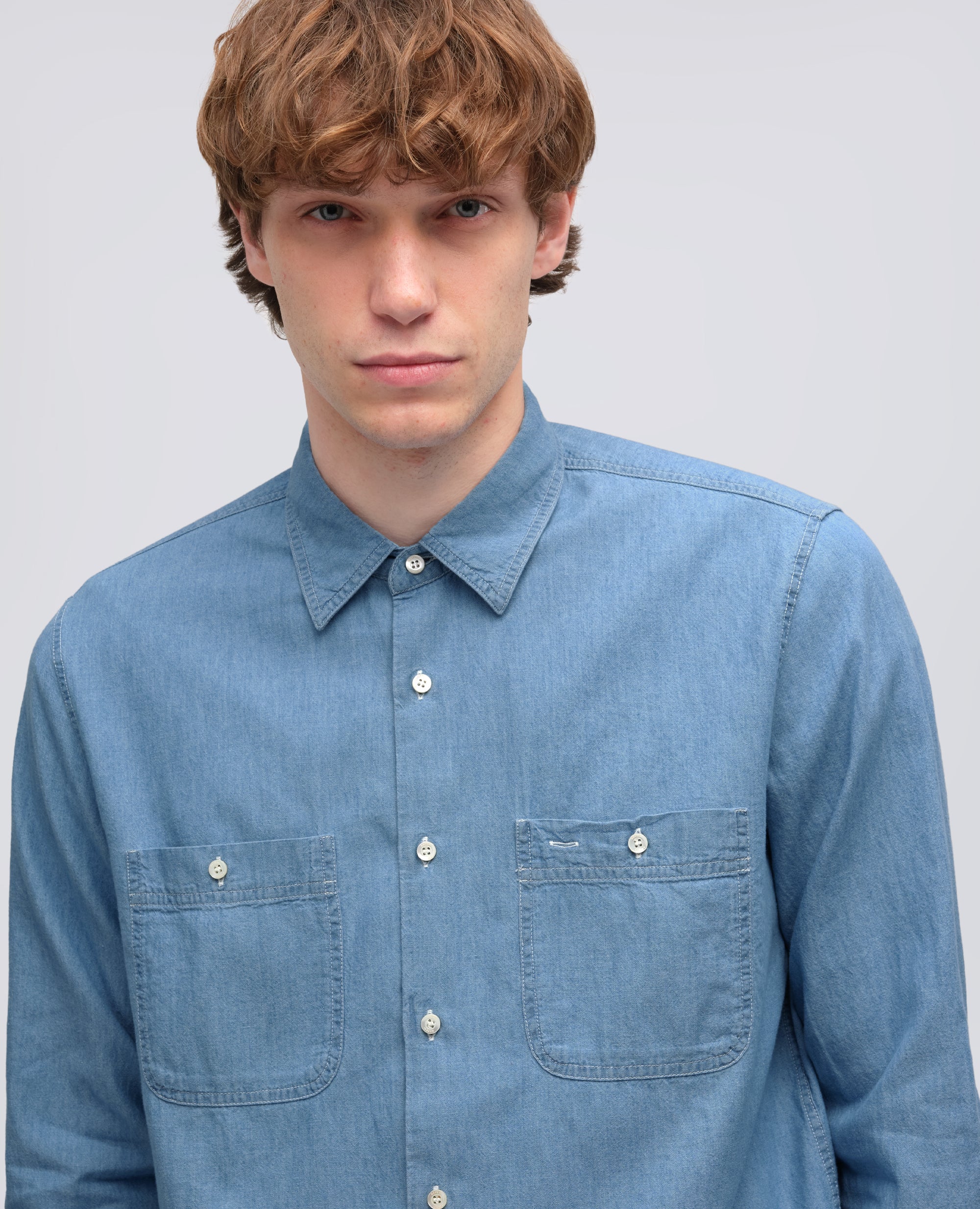 CAMICIA DA LAVORO NEW C SLIM IN CHAMBRAY DI COTONE - BLU - ASPESI
