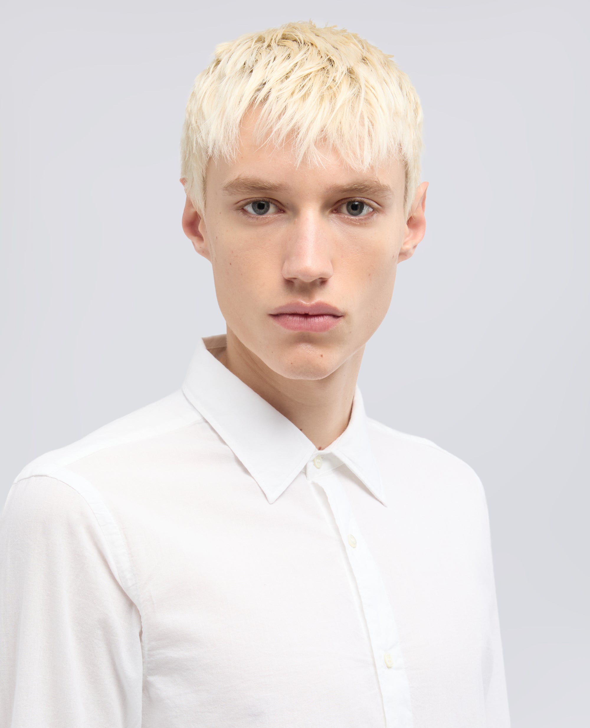 CAMICIA CLASSICA IN CHAMBRAY DI COTONE LEGGERO INDIANO - BIANCO - ASPESI