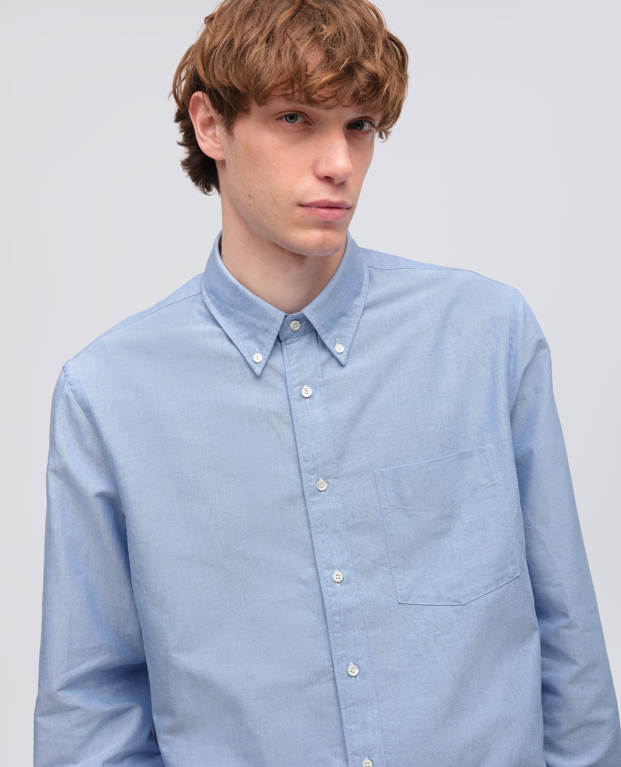 CAMICIA IN COTONE OXFORD CON COLLO BUTTON DOWN - AZZURRO - ASPESI