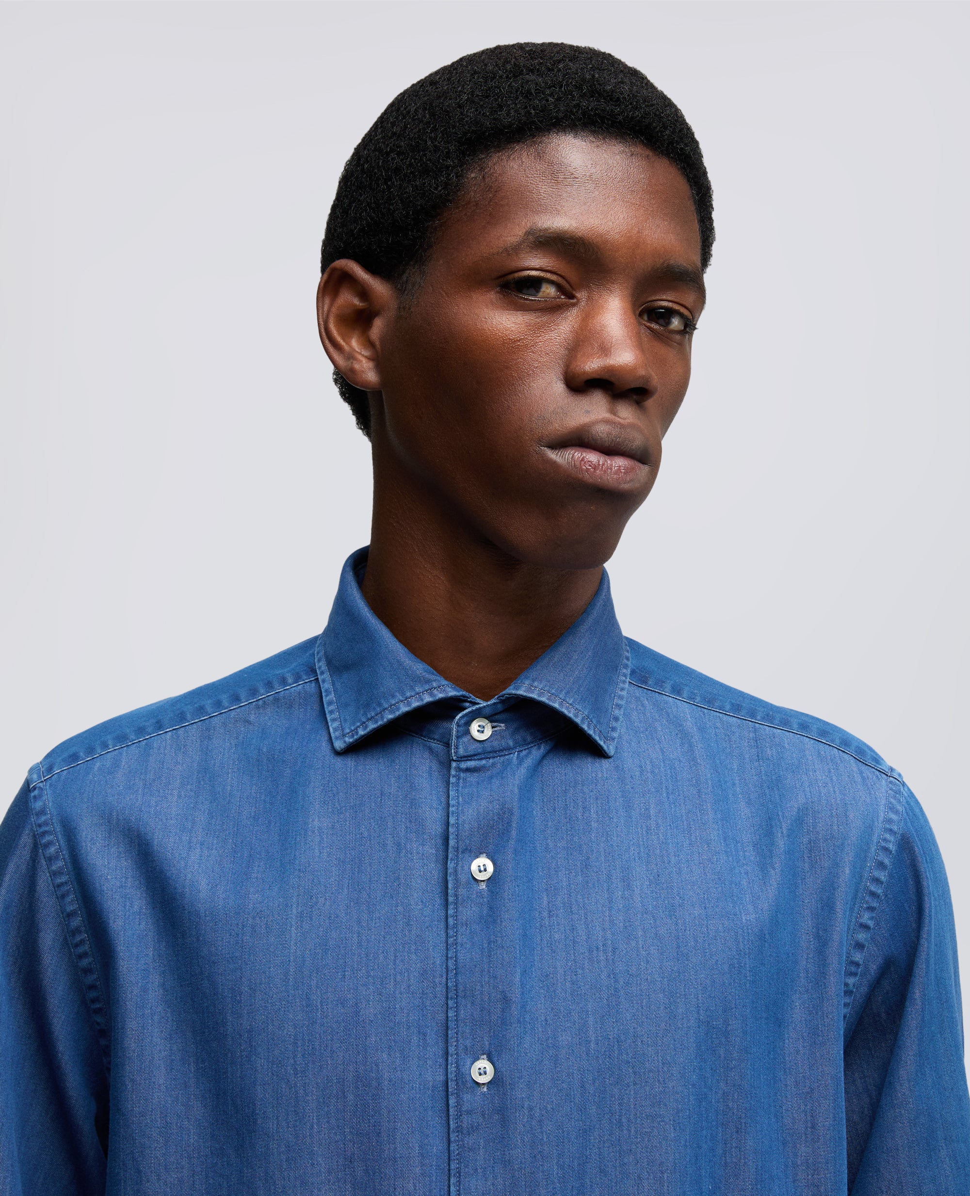 CAMICIA VIC IN TWILL DI COTONE ORGANICO - BLU - ASPESI