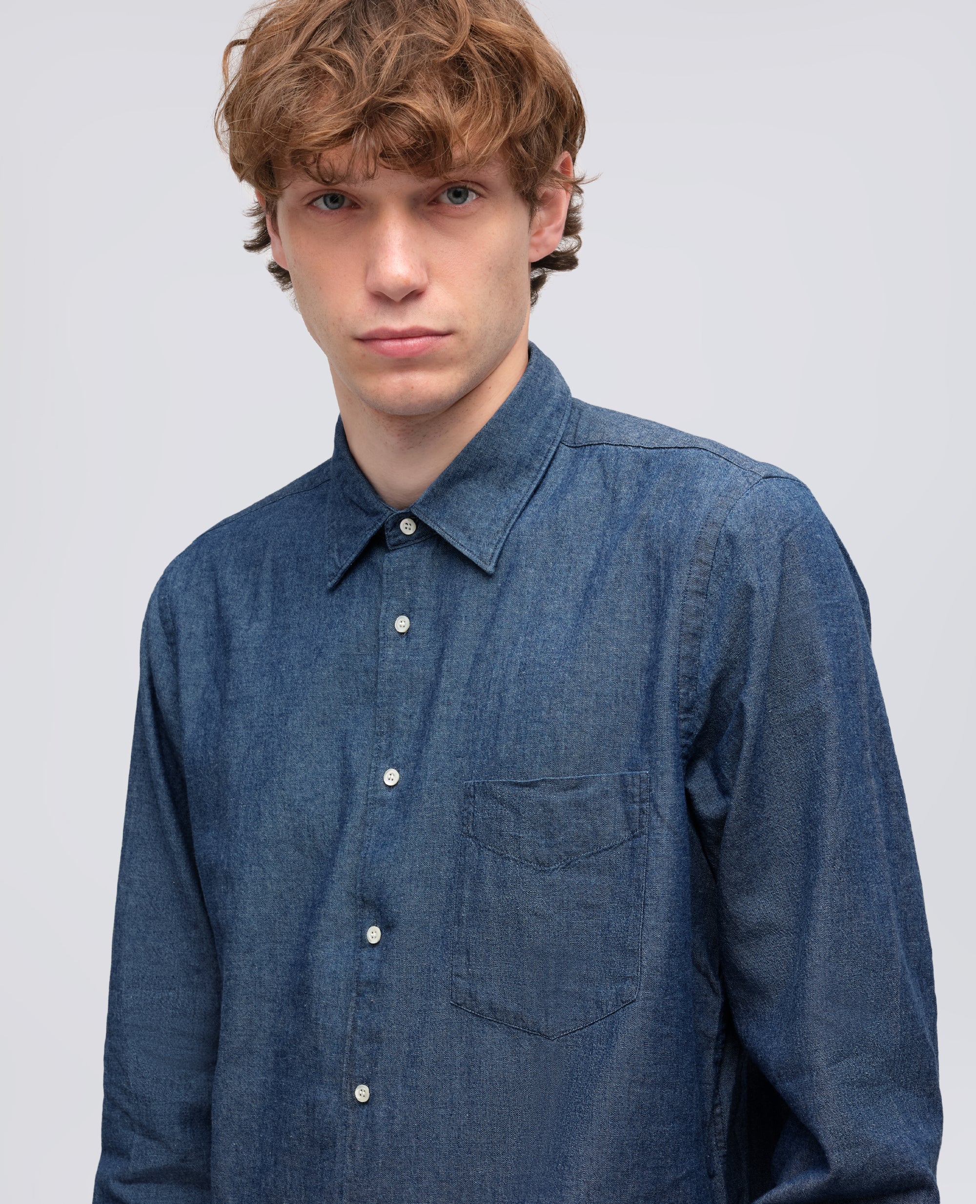 JAPANISCHES BAUMWOLLE-CHAMBRAY-HEMD - BLU - ASPESI