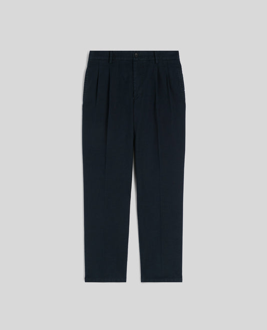 PANTALONE SLIM BANANA IN GABARDINA DI COTONE - BLU - ASPESI