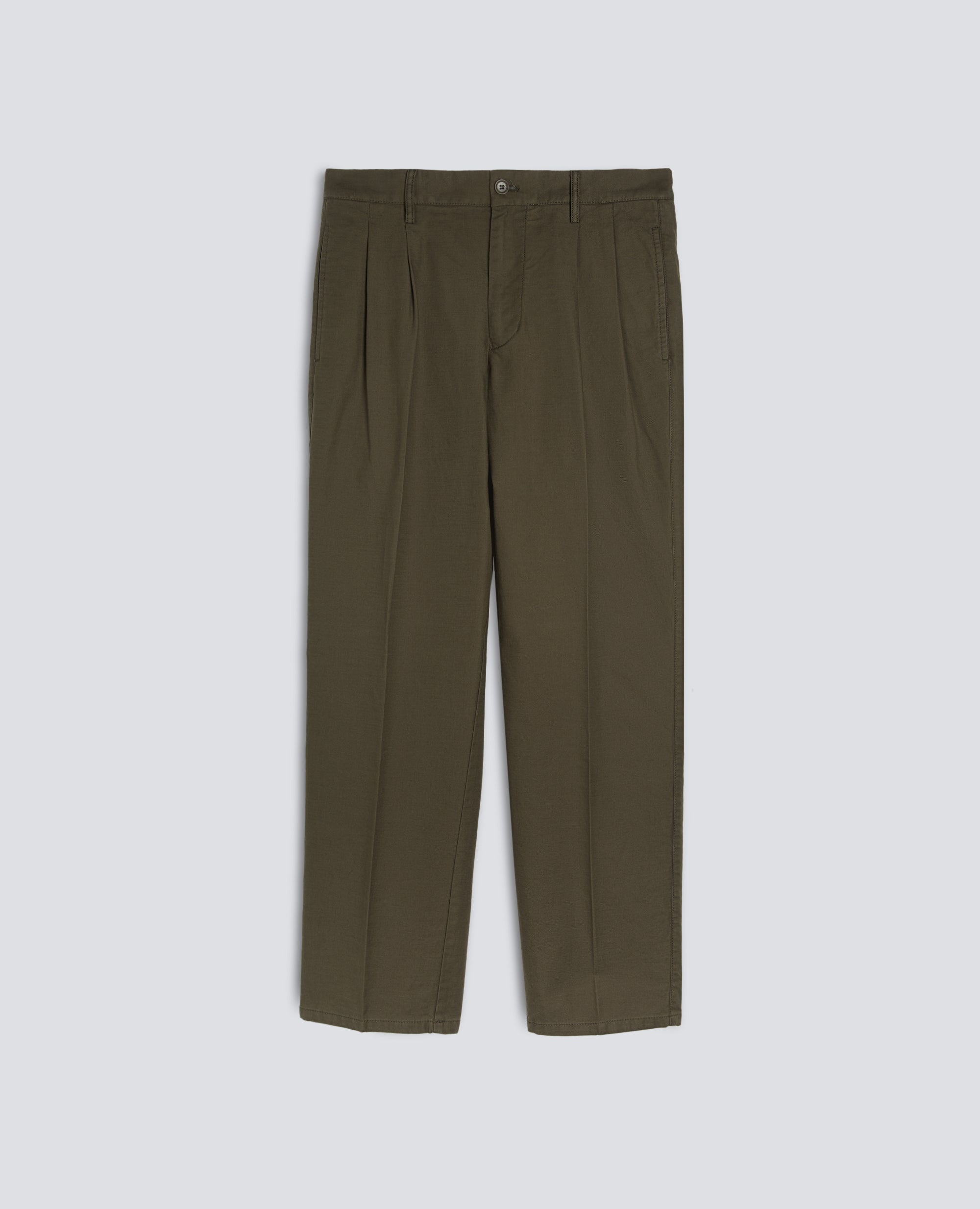 PANTALONE SLIM BANANA IN GABARDINA DI COTONE - VERDE - ASPESI