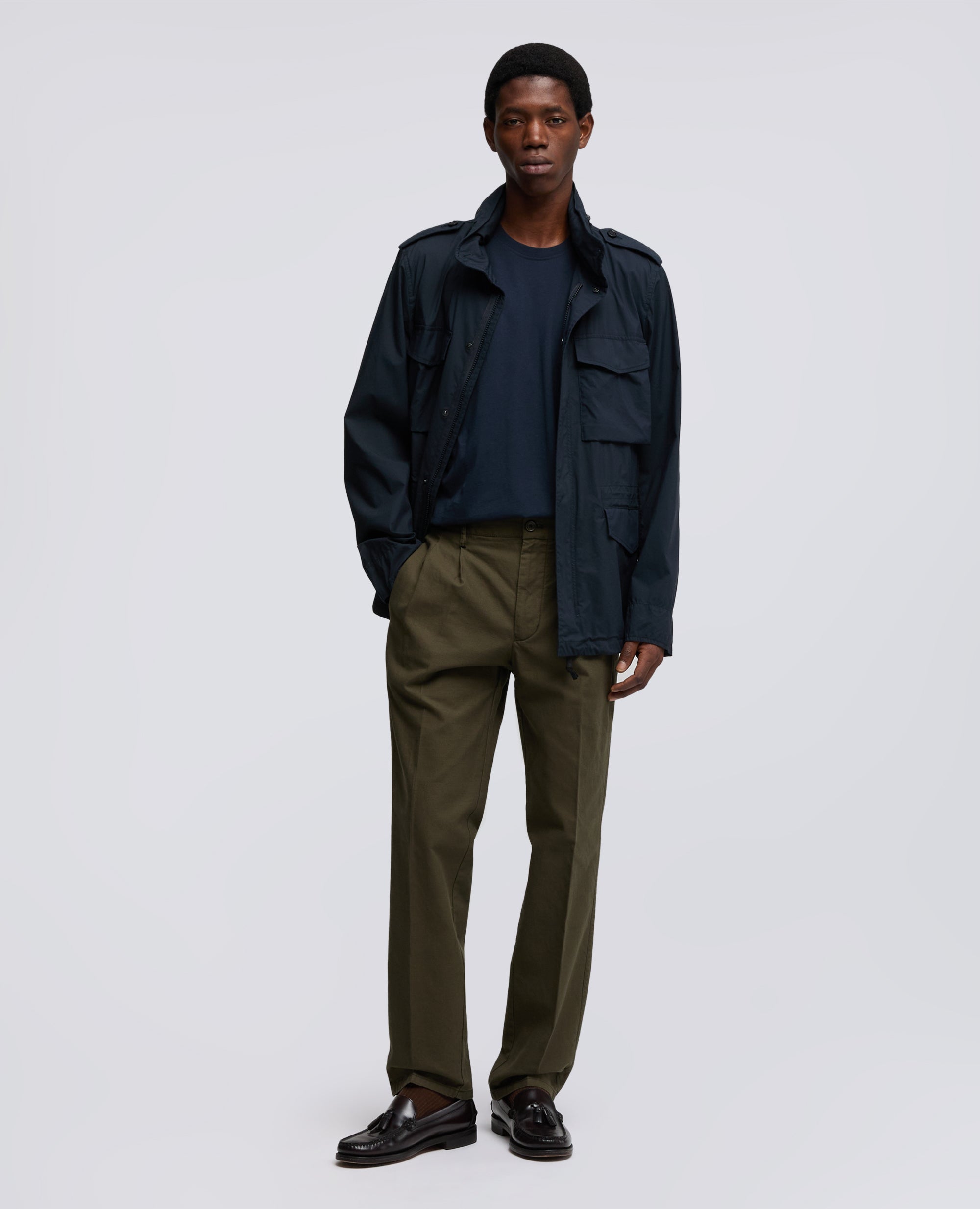 PANTALONE SLIM BANANA IN GABARDINA DI COTONE - VERDE - ASPESI