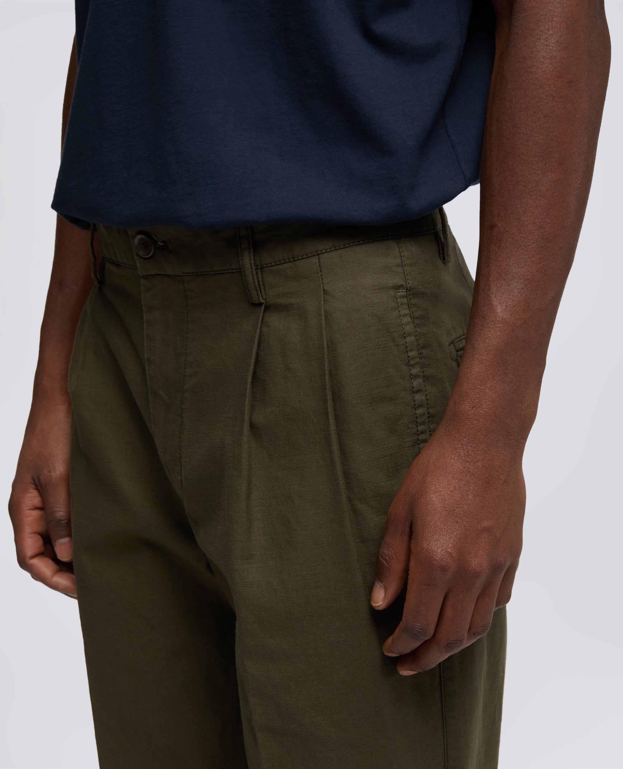 PANTALONE SLIM BANANA IN GABARDINA DI COTONE - VERDE - ASPESI