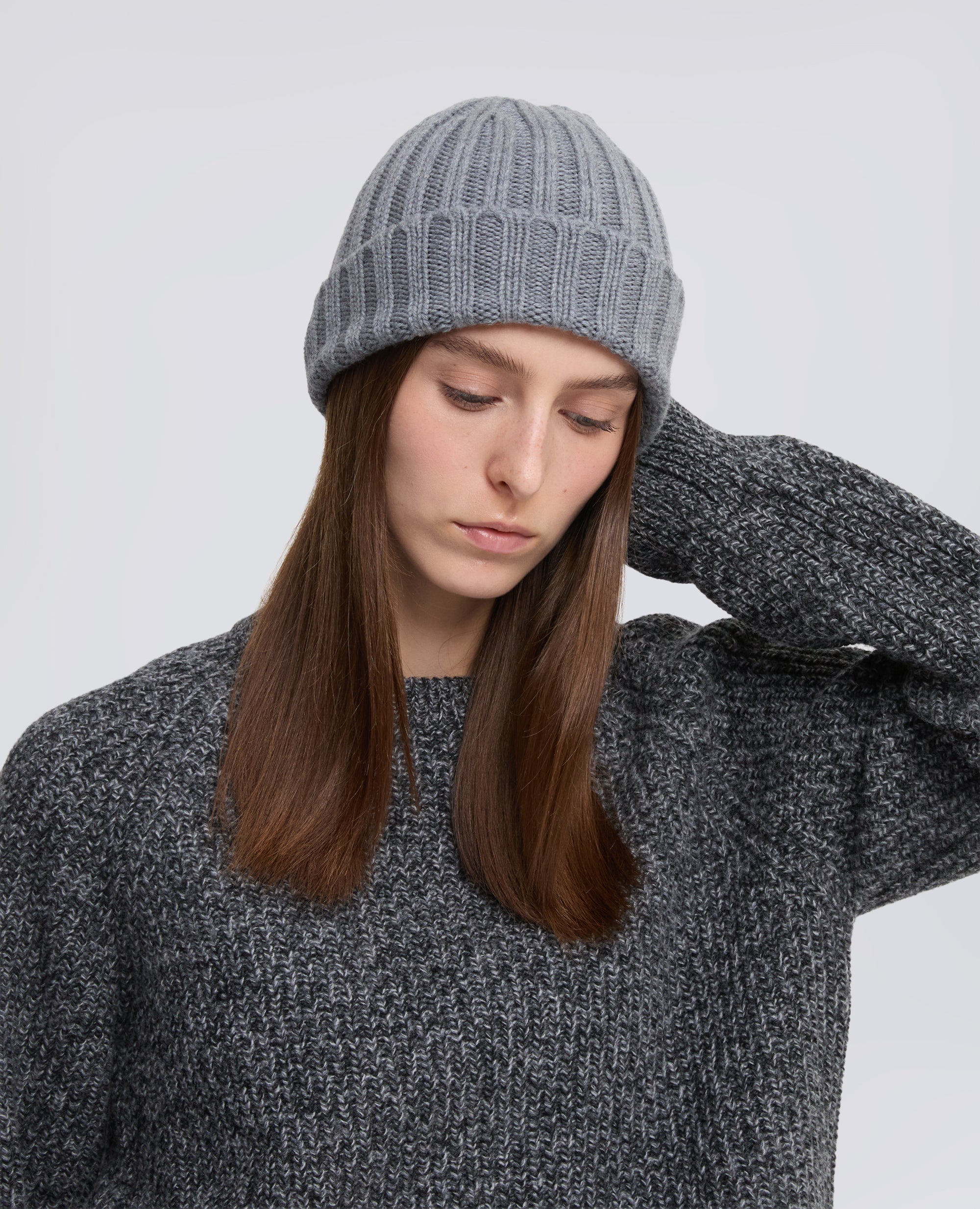 GORRA DE LANA A RAYAS - GRIGIO - ASPESI