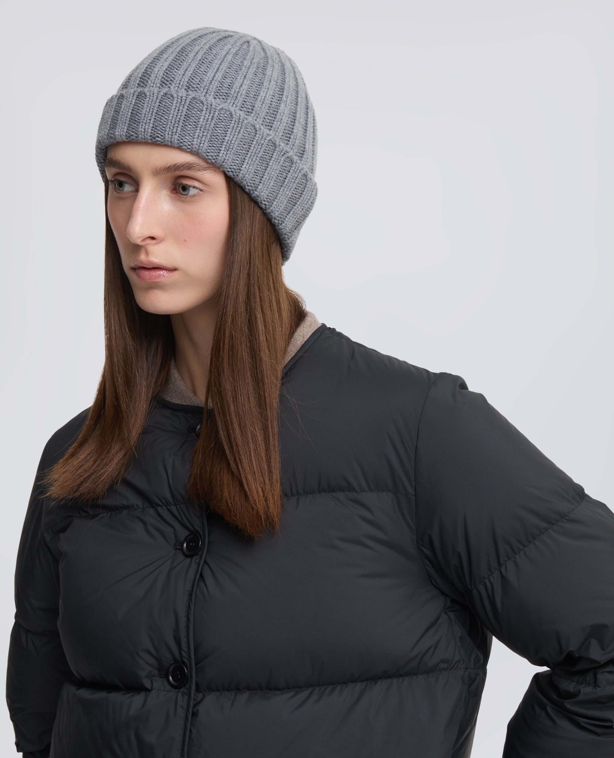 GORRA DE LANA A RAYAS - GRIGIO - ASPESI