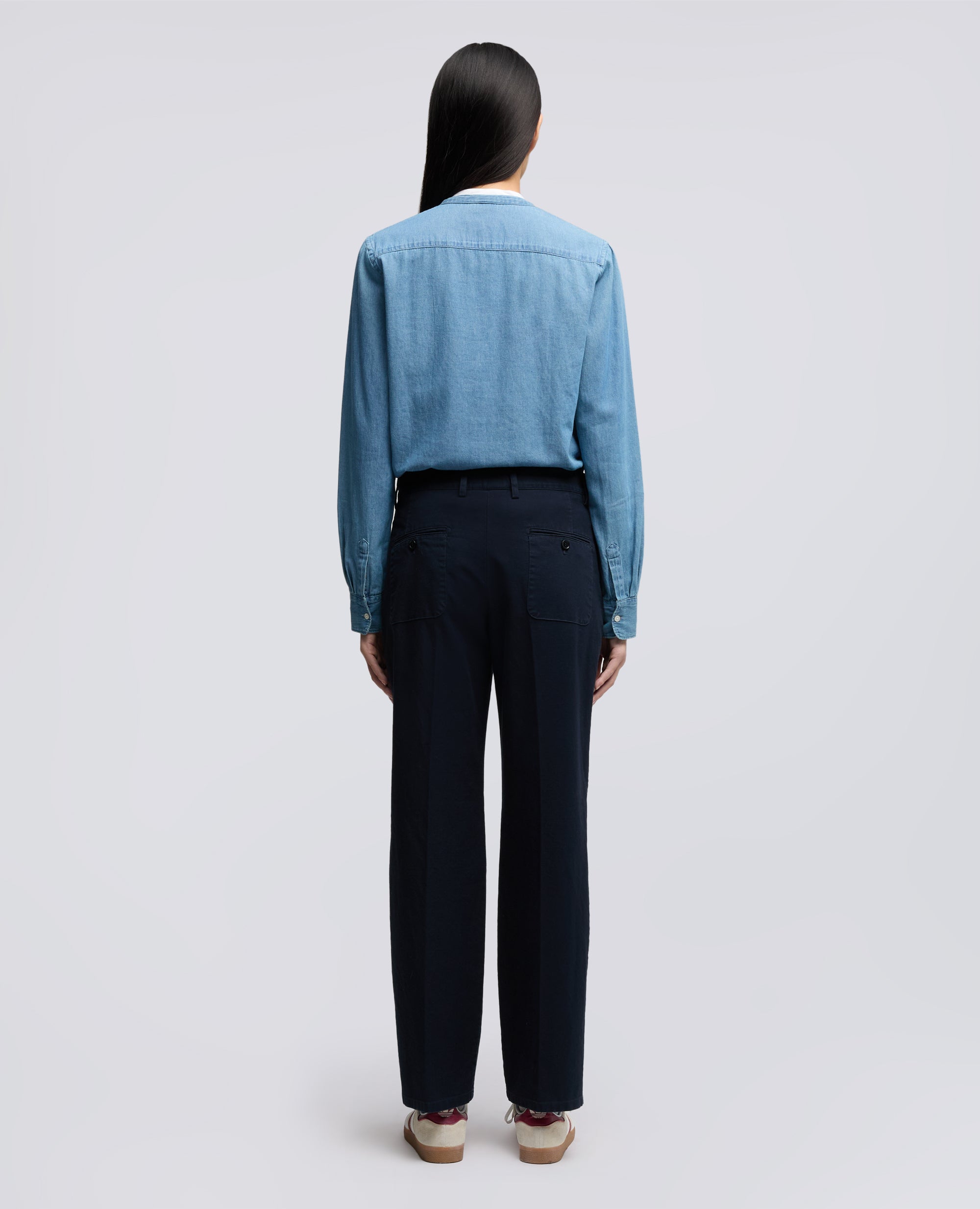 PANTALONE IN GABARDINA DI COTONE CON PINCES - BLU - ASPESI