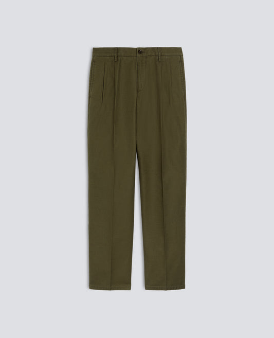 PANTALONE IN GABARDINA DI COTONE CON PINCES - VERDE - ASPESI