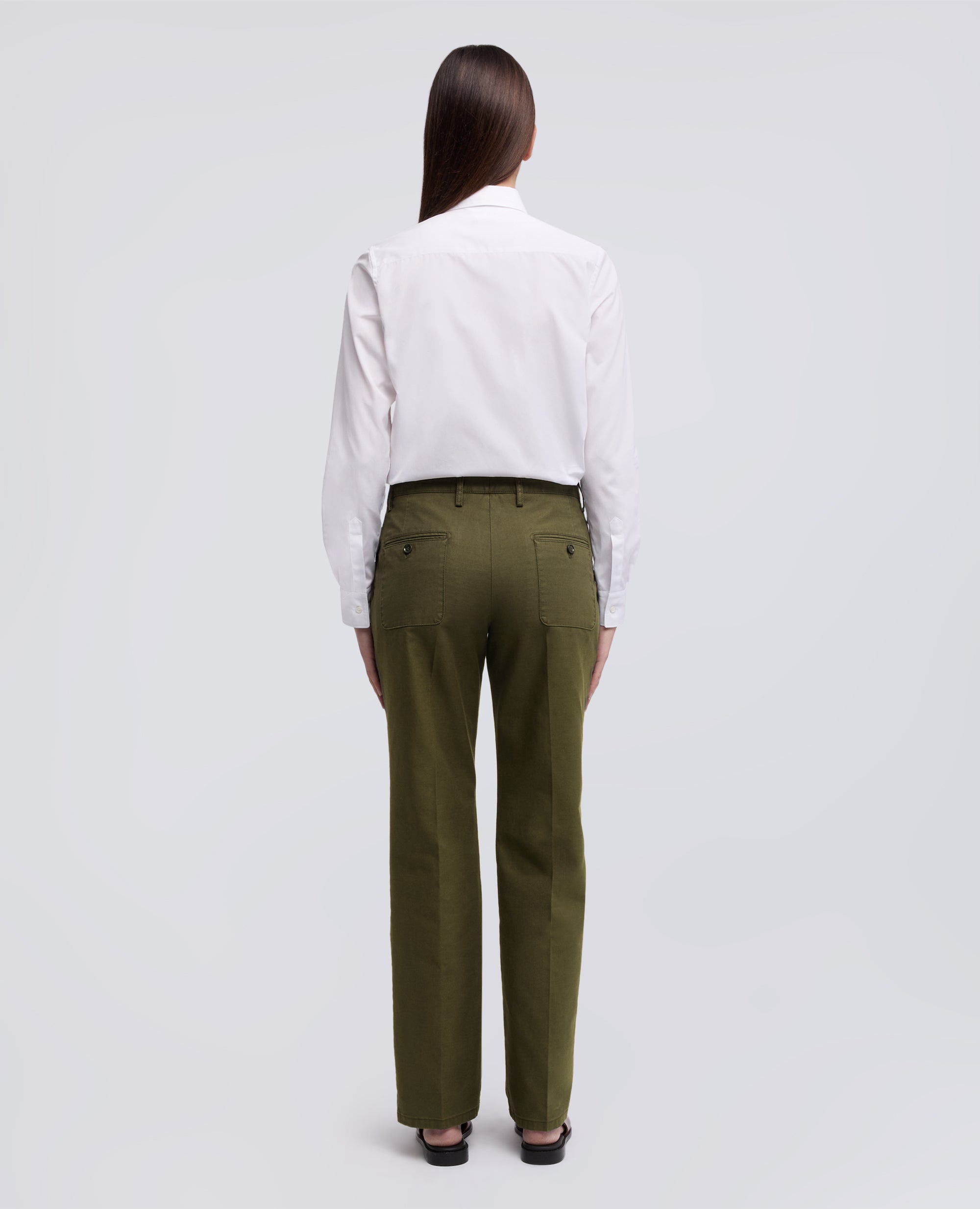 PANTALONE IN GABARDINA DI COTONE CON PINCES - VERDE - ASPESI