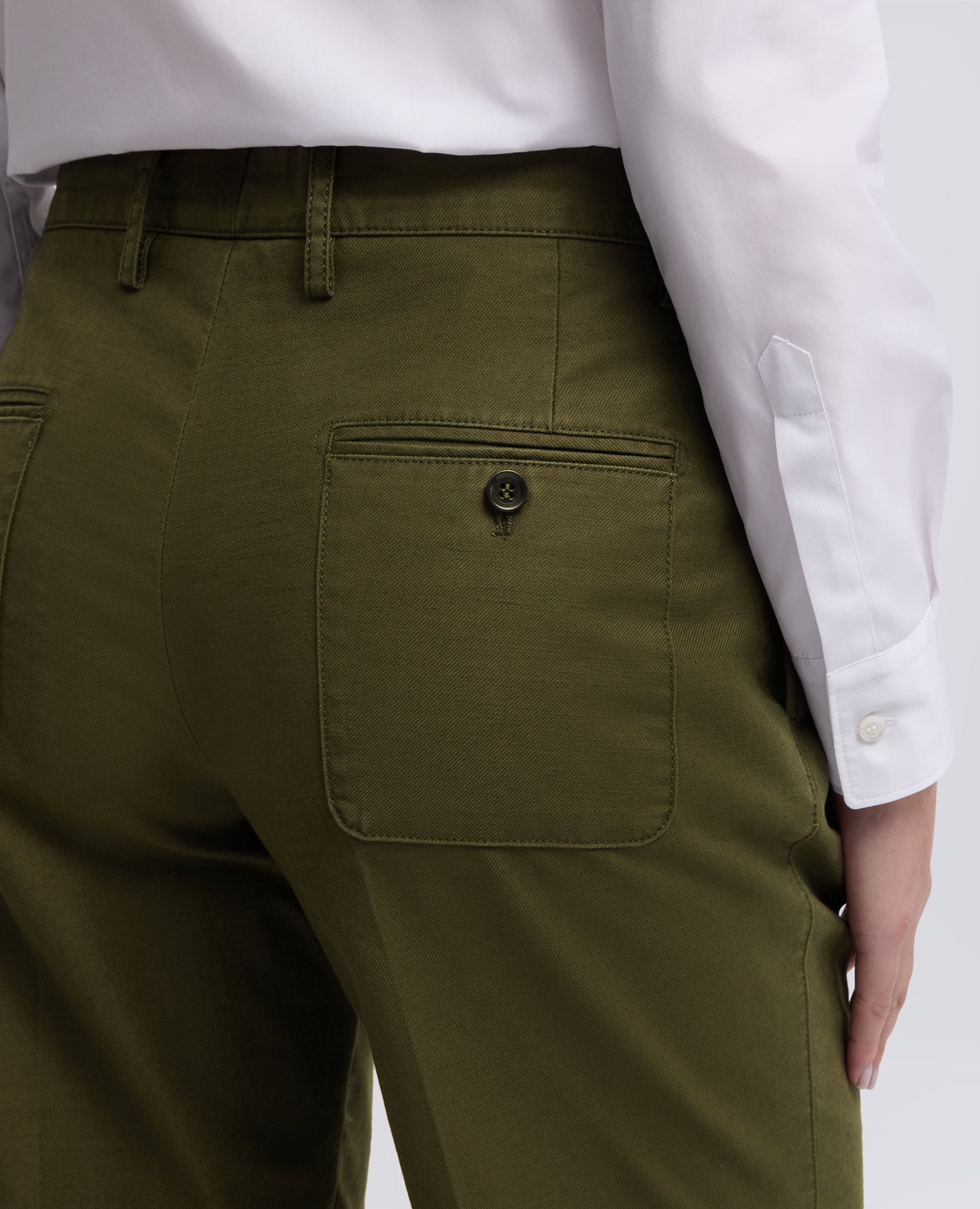 PANTALONE IN GABARDINA DI COTONE CON PINCES - VERDE - ASPESI