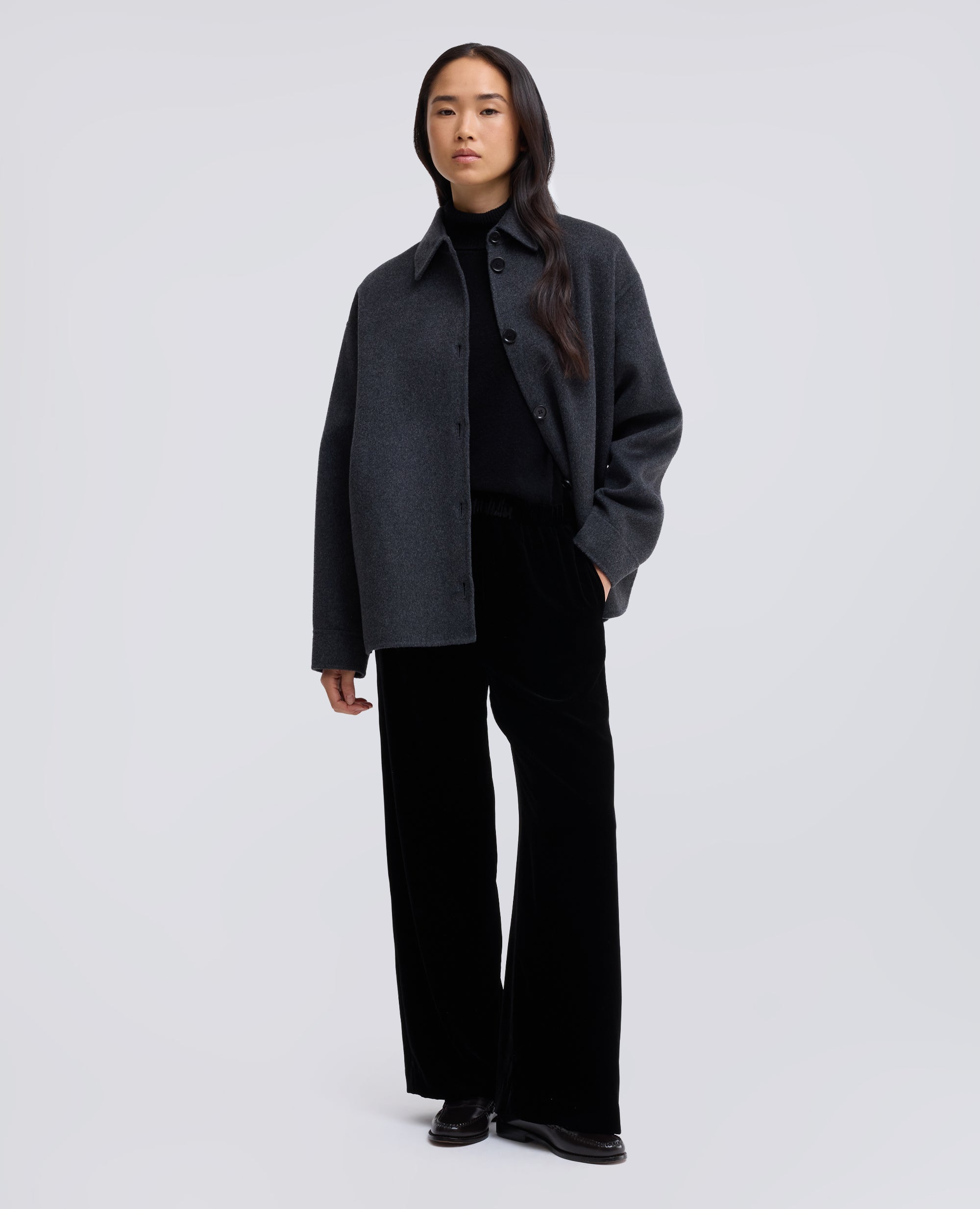 PANTALONE AMPIO IN VELLUTO LISCIO - NERO - ASPESI