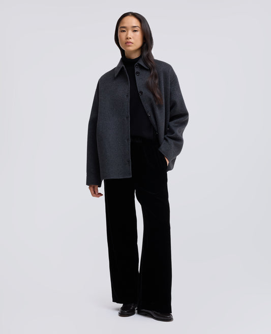PANTALONE AMPIO IN VELLUTO LISCIO - NERO - ASPESI