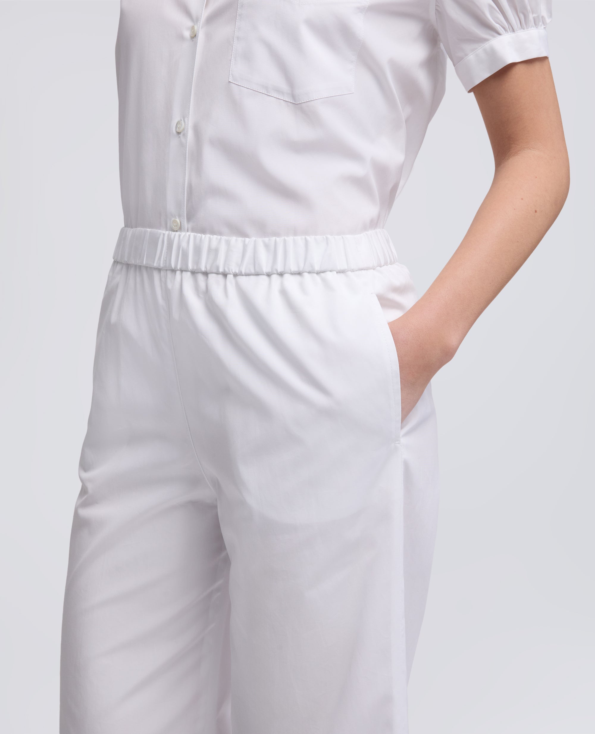 PANTALONE MOD.0128 IN POPELINE DI COTONE - BIANCO - ASPESI
