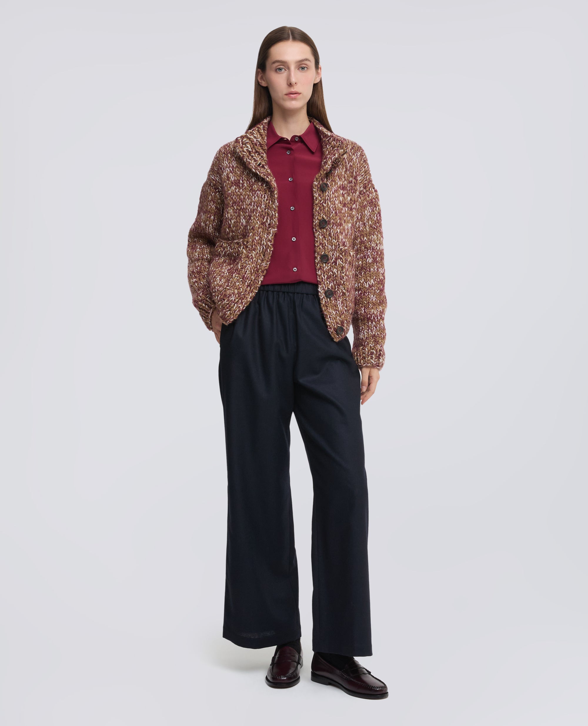 PANTALON EN FLANELLE EN LAINE CACHEMIRE - BLU - ASPESI