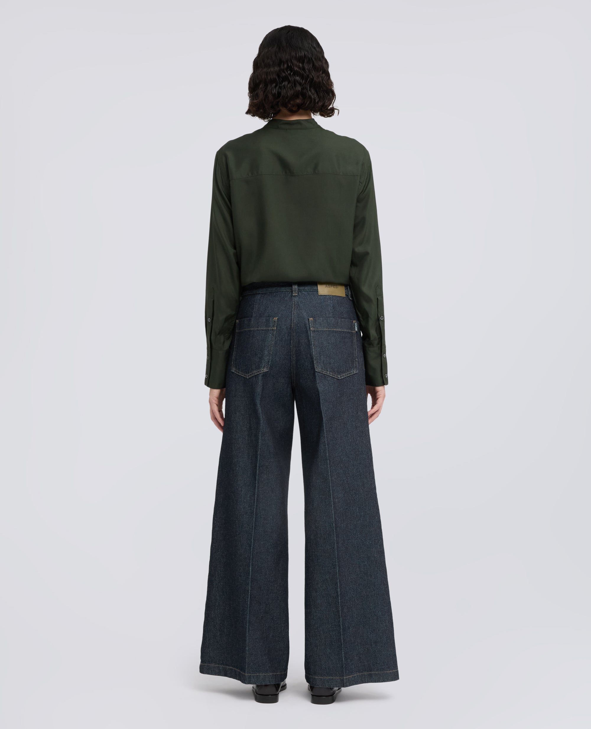 PANTALONE WIDE LEG IN DENIM DI COTONE - BLU - ASPESI