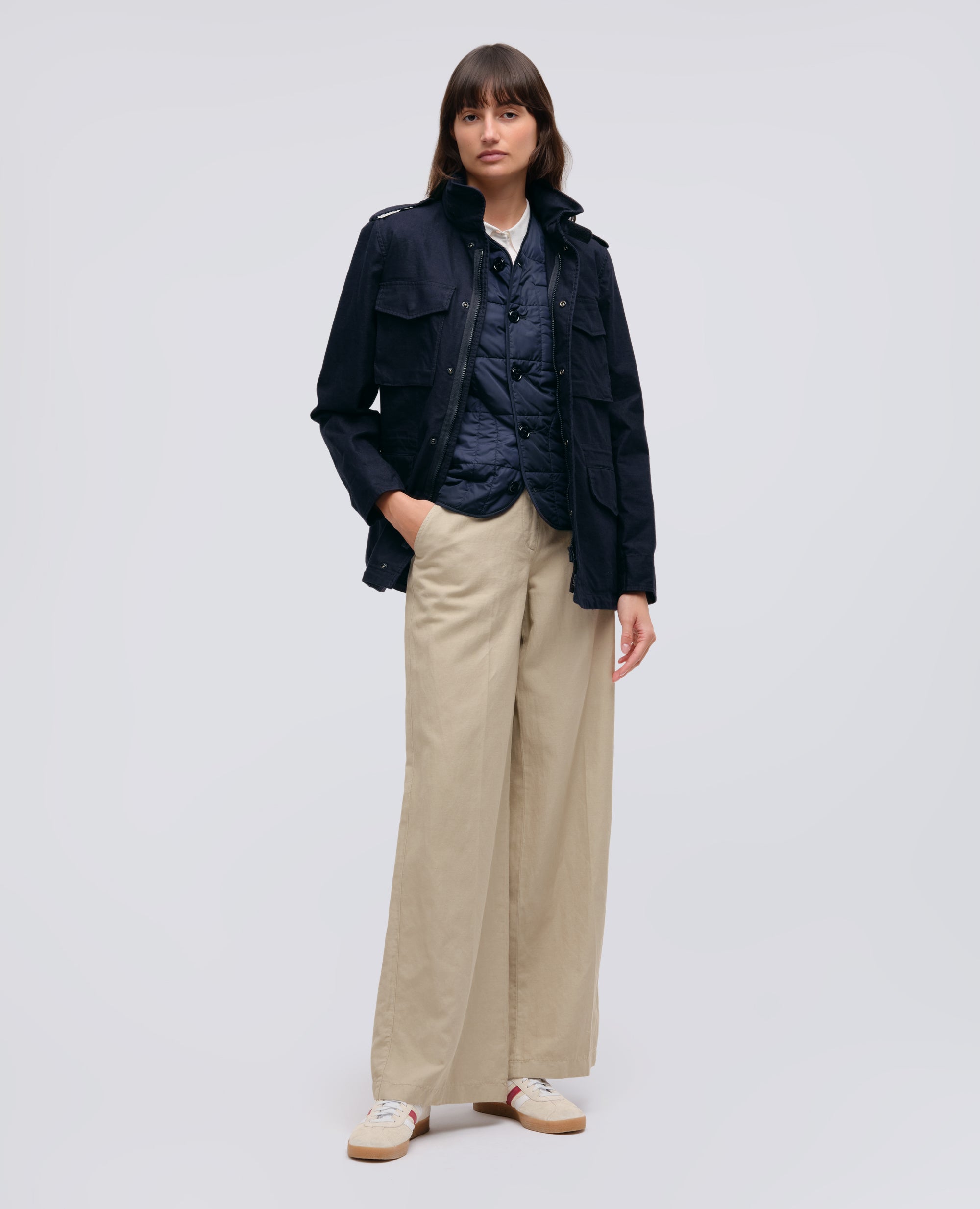 GIUBBOTTO MINI FIELD IN GABARDINE DI COTONE CON GILET INTERNO - BLU - ASPESI