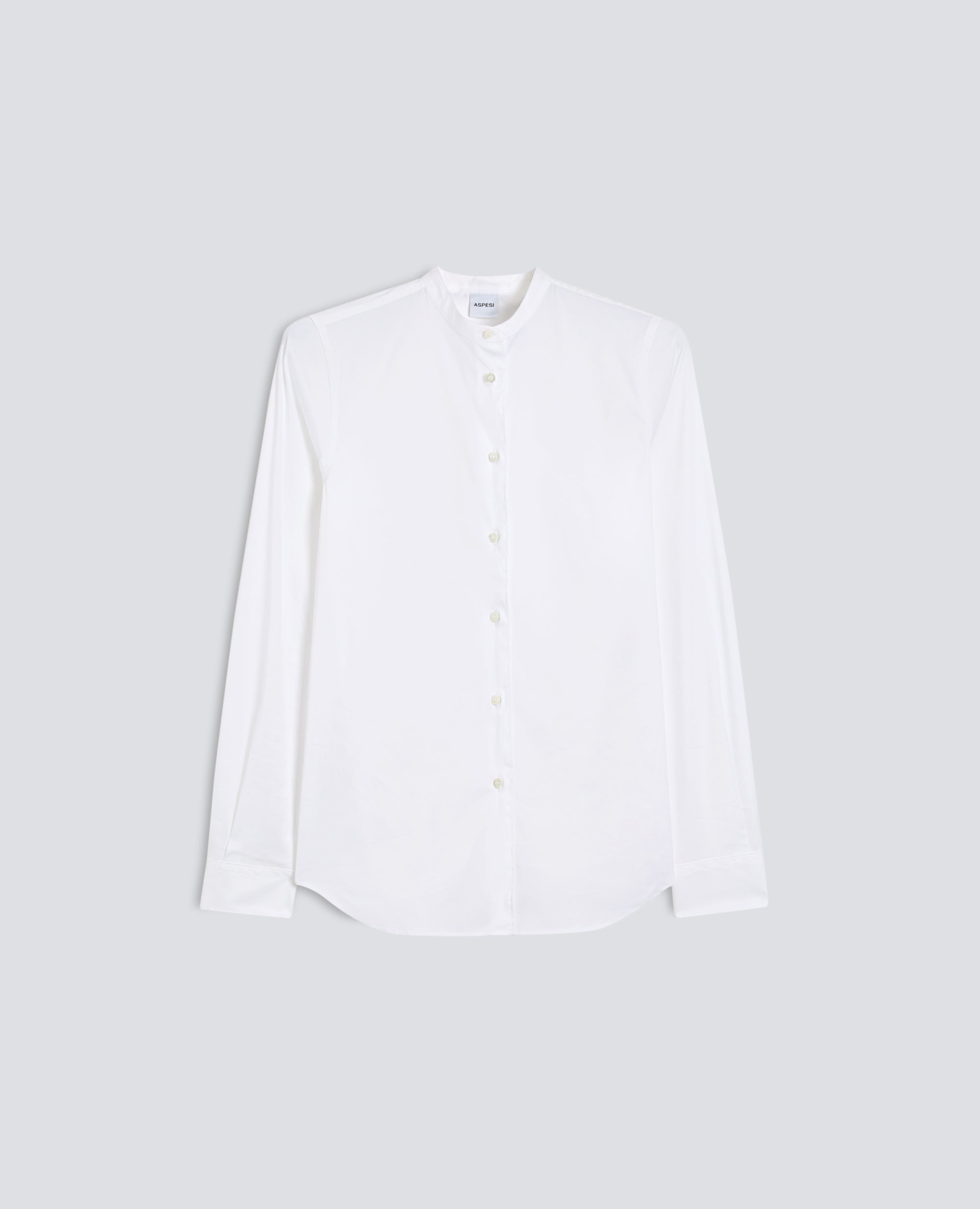 CAMICIA IN POPELINE DI COTONE STRETCH CON COLLO ALLA COREANA - BIANCO - ASPESI