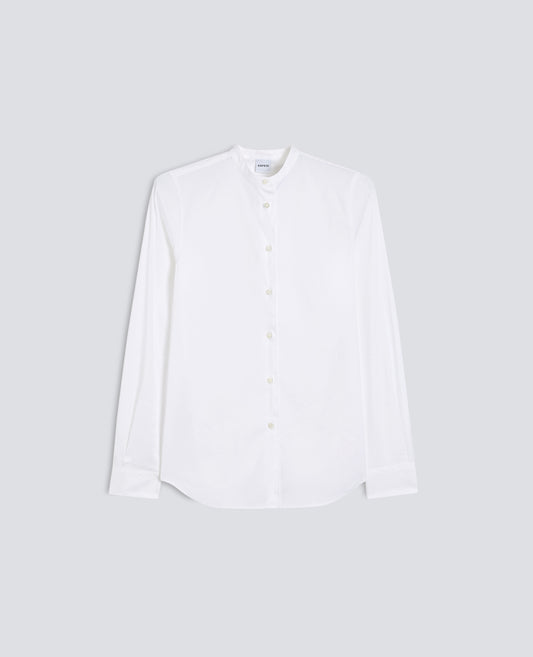 CAMICIA IN POPELINE DI COTONE STRETCH CON COLLO ALLA COREANA - BIANCO - ASPESI