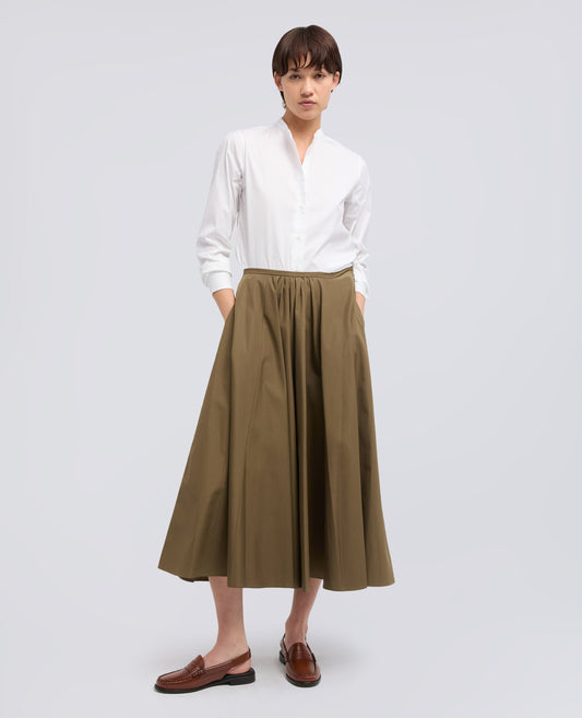 CAMICIA IN POPELINE DI COTONE STRETCH CON COLLO ALLA COREANA - BIANCO - ASPESI