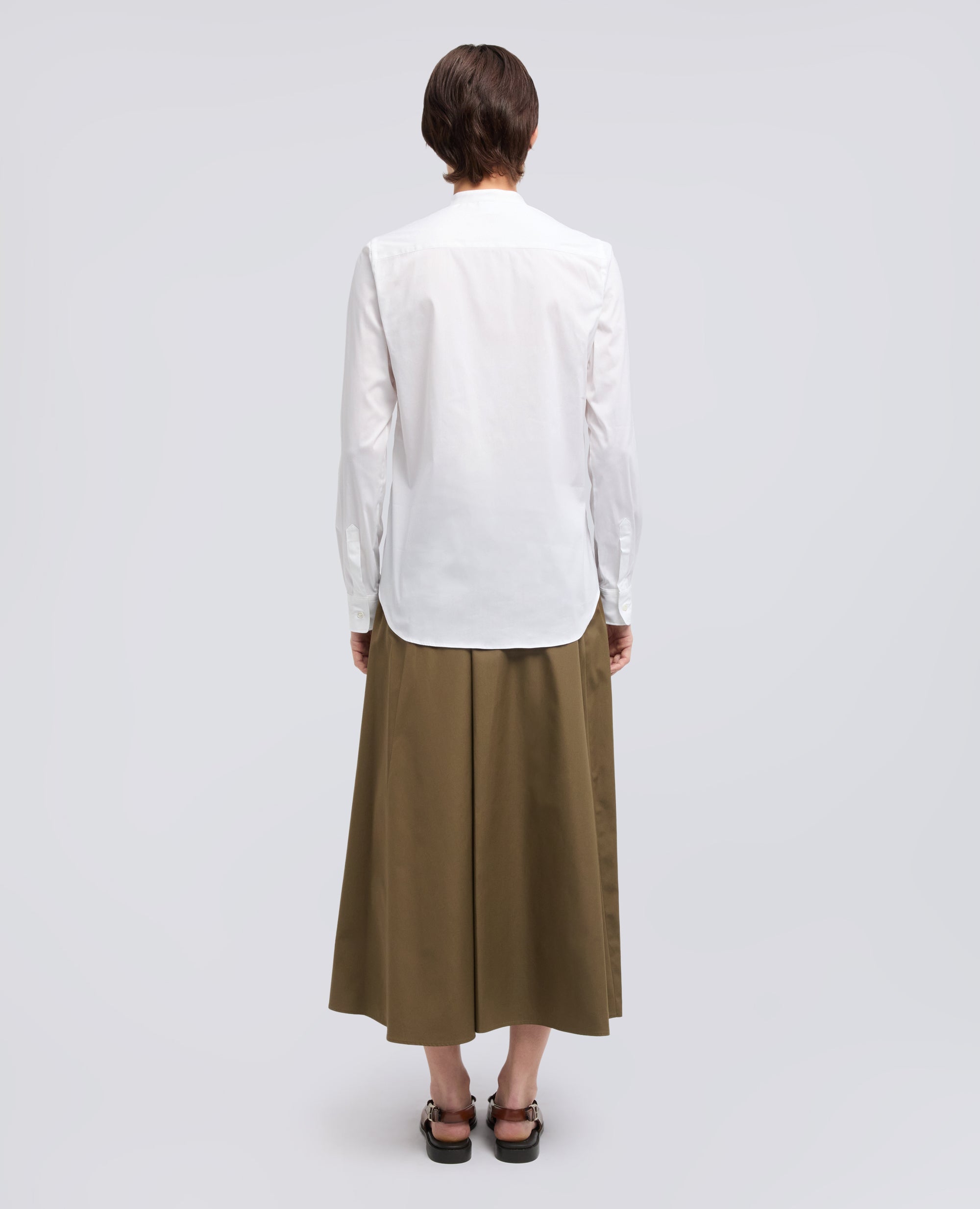 CAMICIA IN POPELINE DI COTONE STRETCH CON COLLO ALLA COREANA - BIANCO - ASPESI