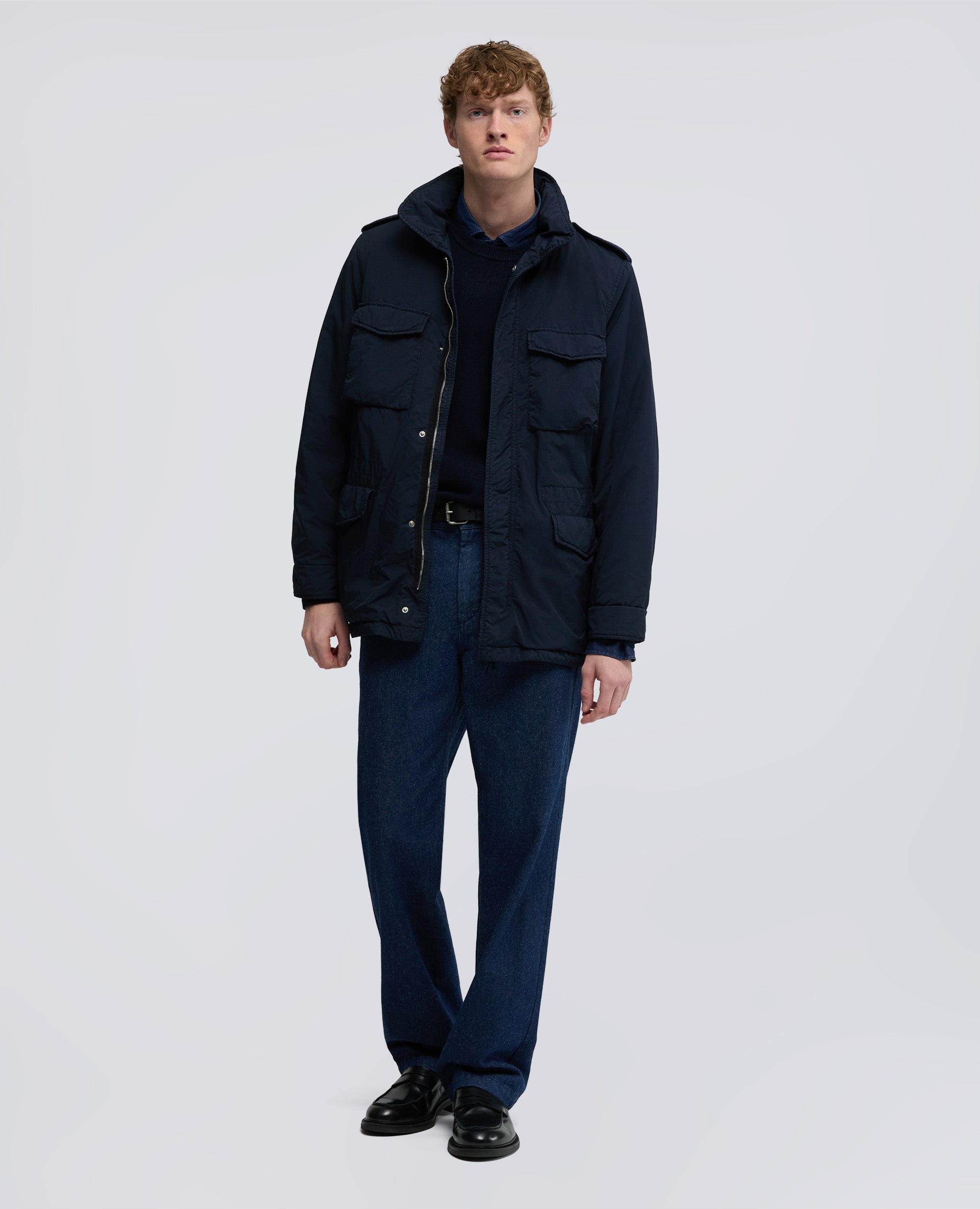FIELD JACKET NEW CAMP IN NYLON TINTO CAPO - BLU - ASPESI
