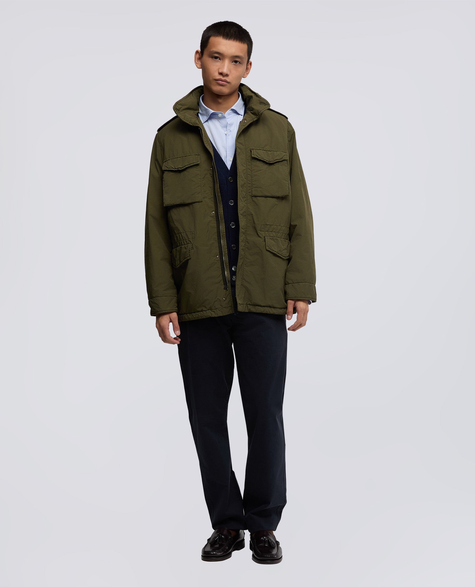 FIELD JACKET NEW CAMP IN NYLON TINTO CAPO - VERDE - ASPESI