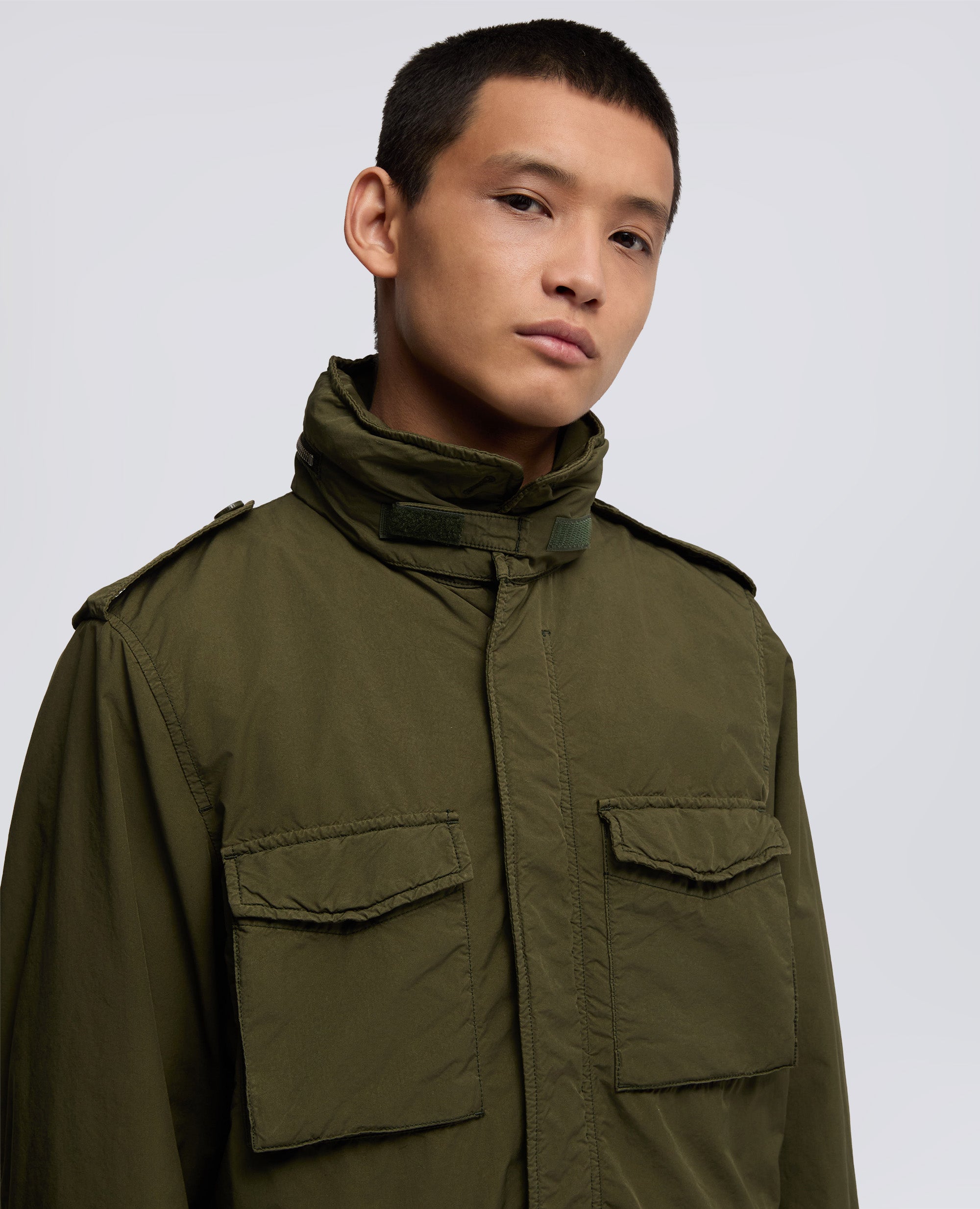 FIELD JACKET NEW CAMP IN NYLON TINTO CAPO - VERDE - ASPESI