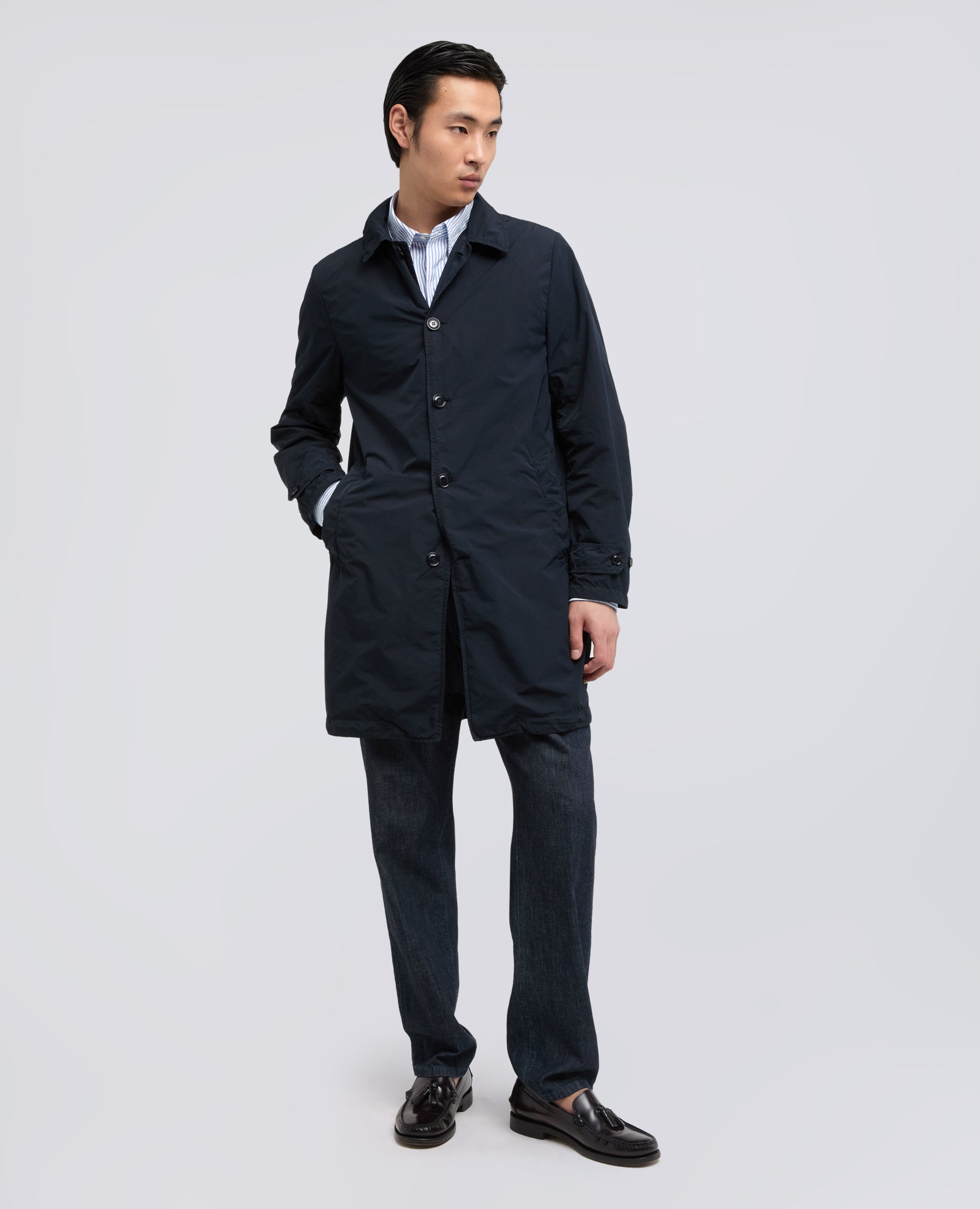 IMPERMEABILE IN POLIESTERE E NYLON COMPATTO - BLU - ASPESI