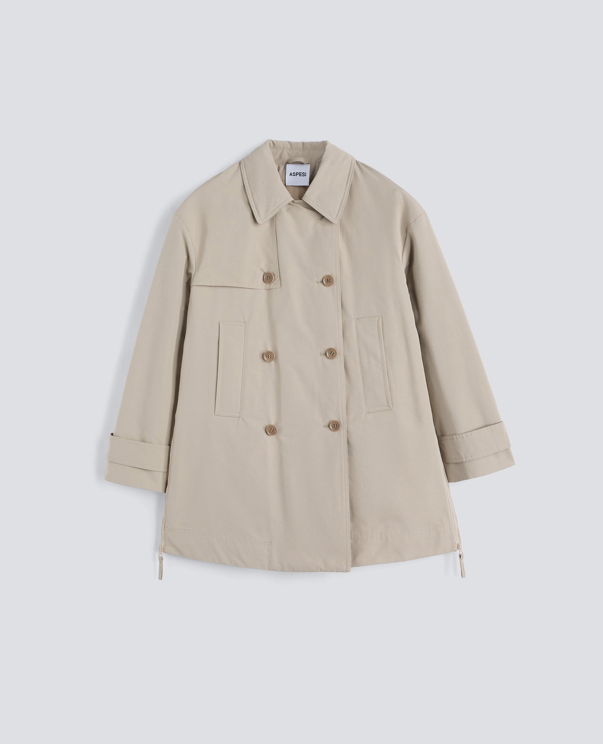 SCARLETT SHORT COTTON BLEND TRENCH COAT - BEIGE - ASPESI