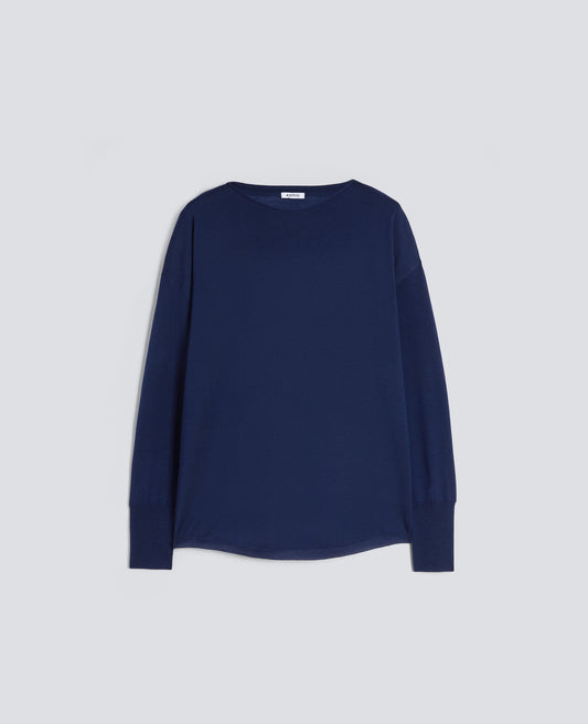 MAGLIA CON SCOLLO A BARCA - BLU - ASPESI