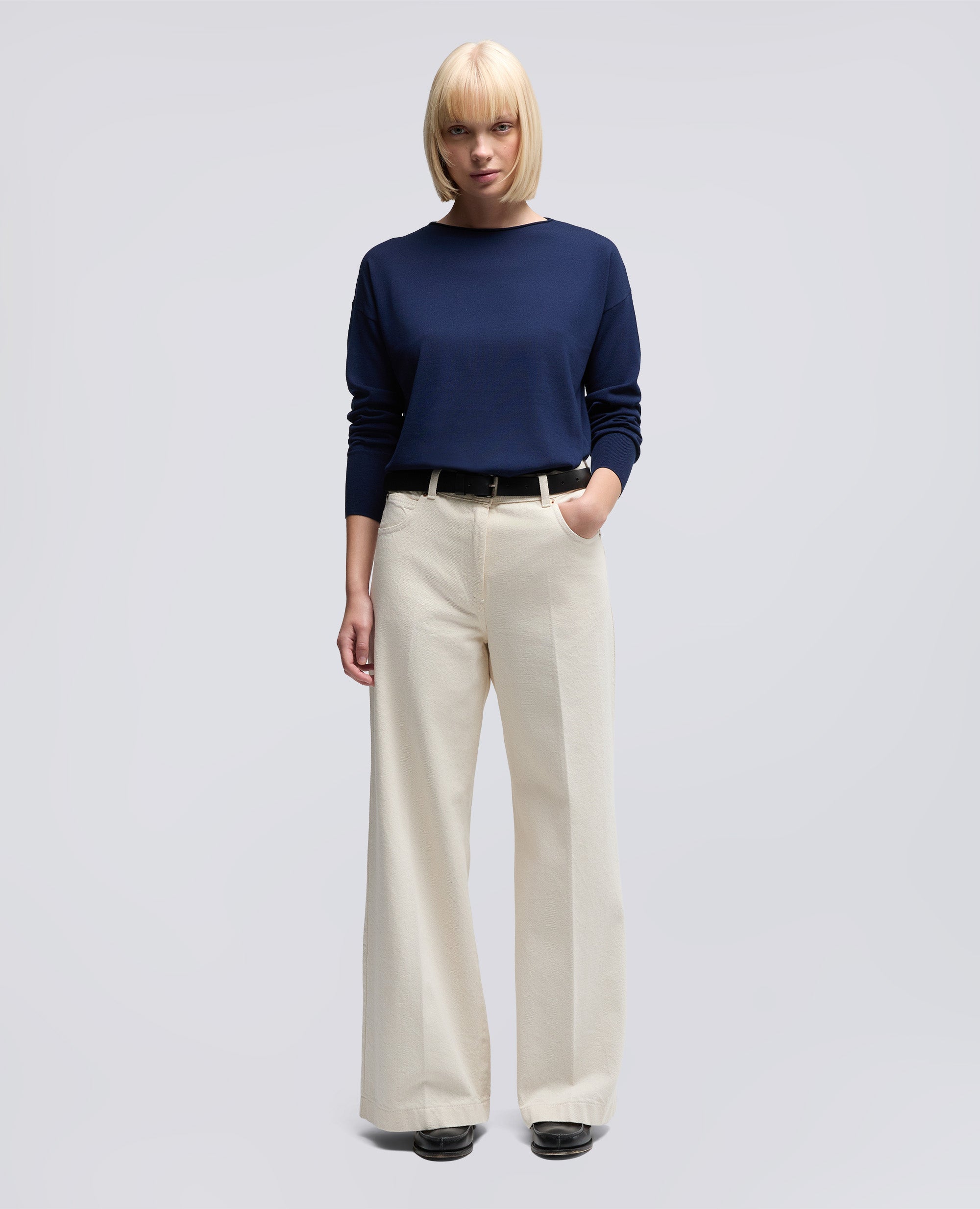 PULLOVER MIT BOOTSAUSSCHNITT - BLU - ASPESI