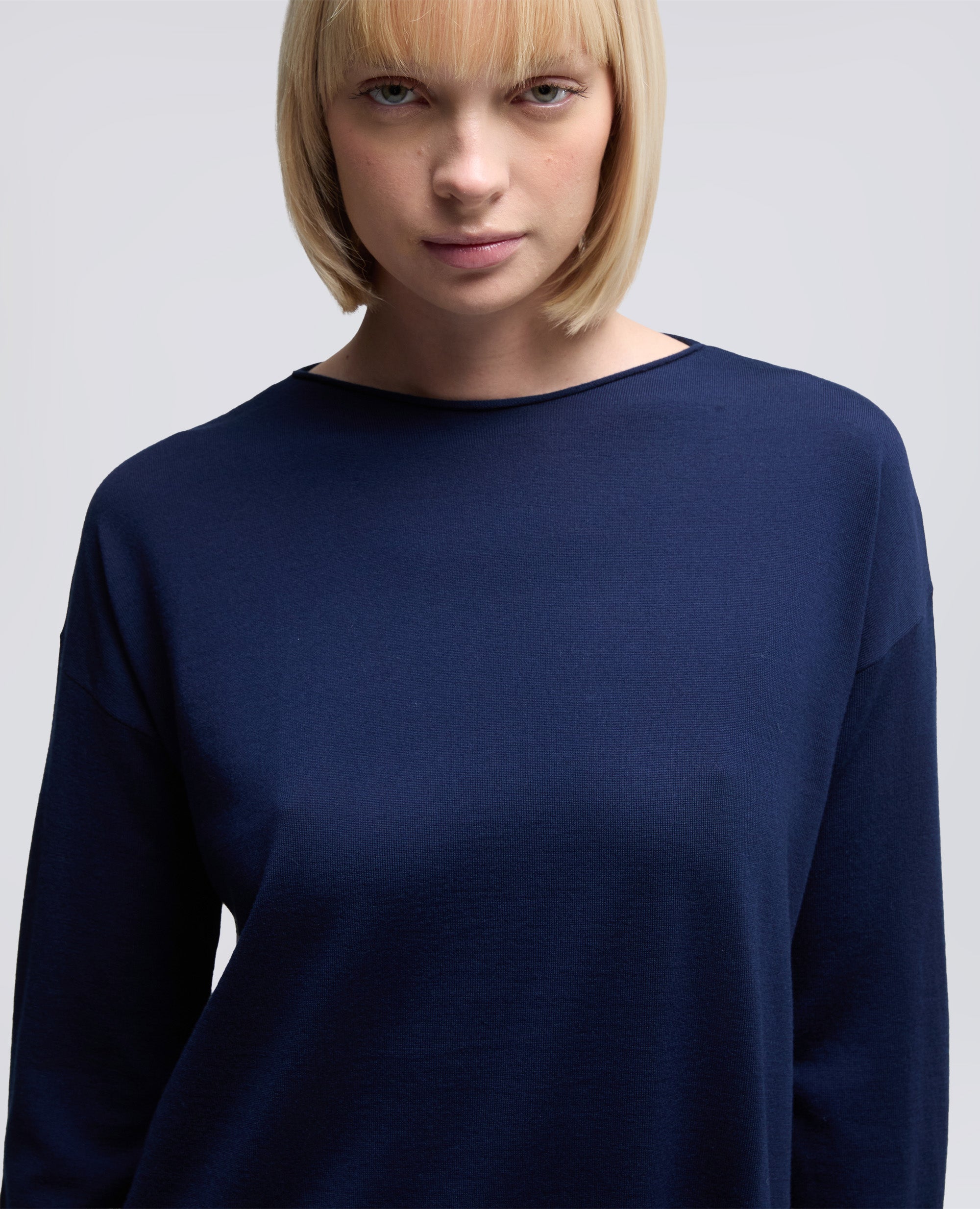 PULLOVER MIT BOOTSAUSSCHNITT - BLU - ASPESI