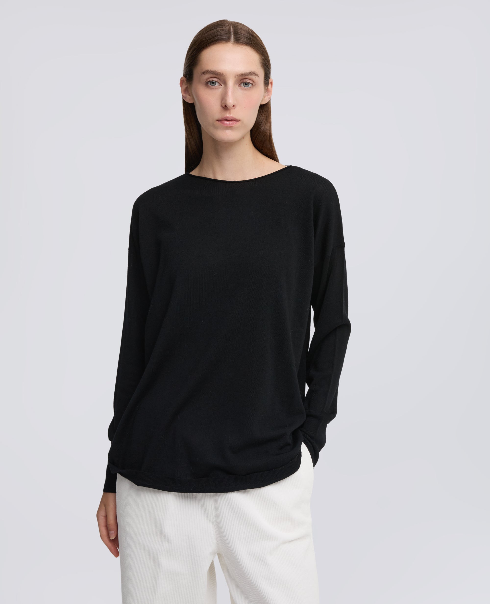 MAGLIA CON SCOLLO A BARCA - NERO - ASPESI