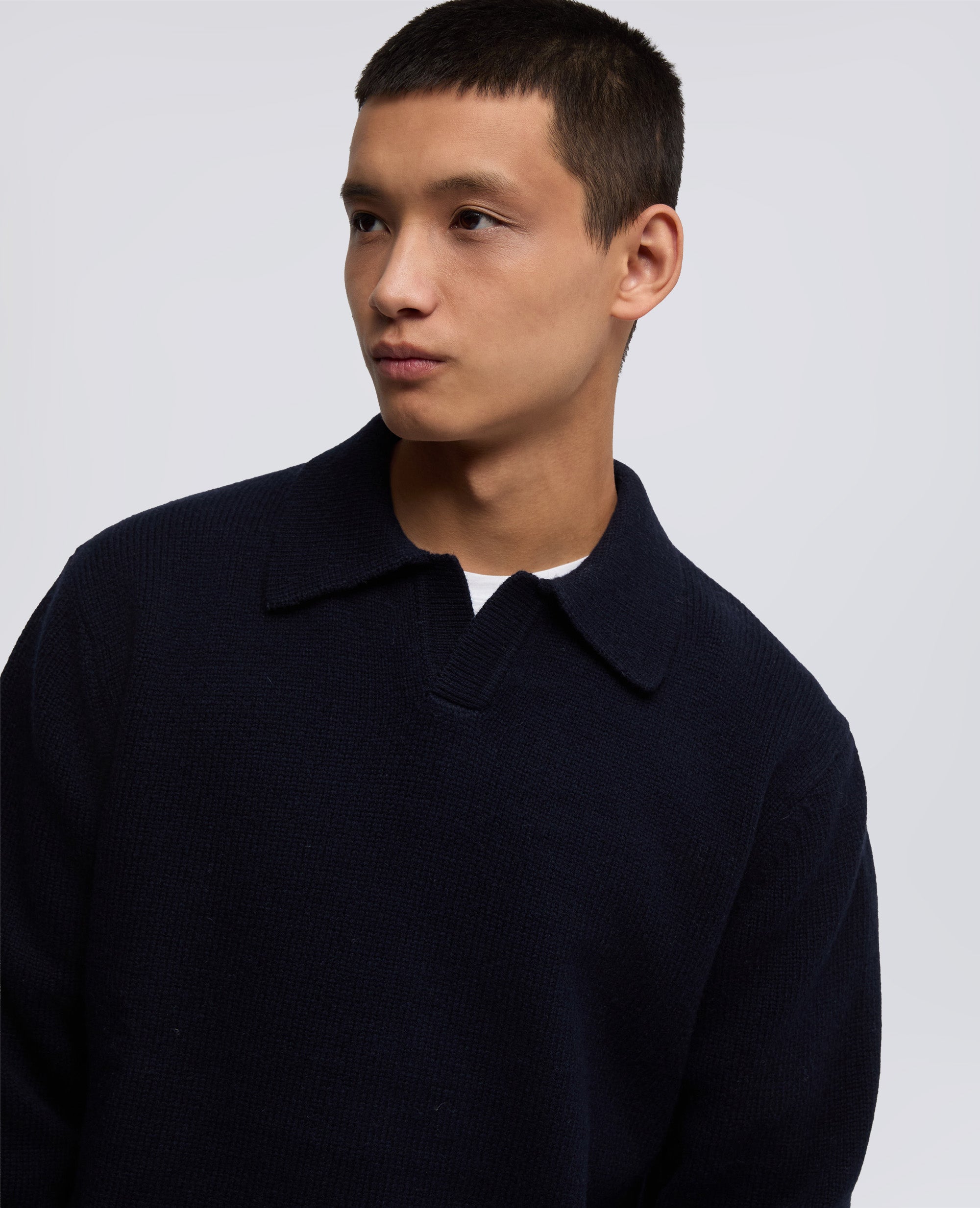 POLO IN MISTO LANA - BLU - ASPESI