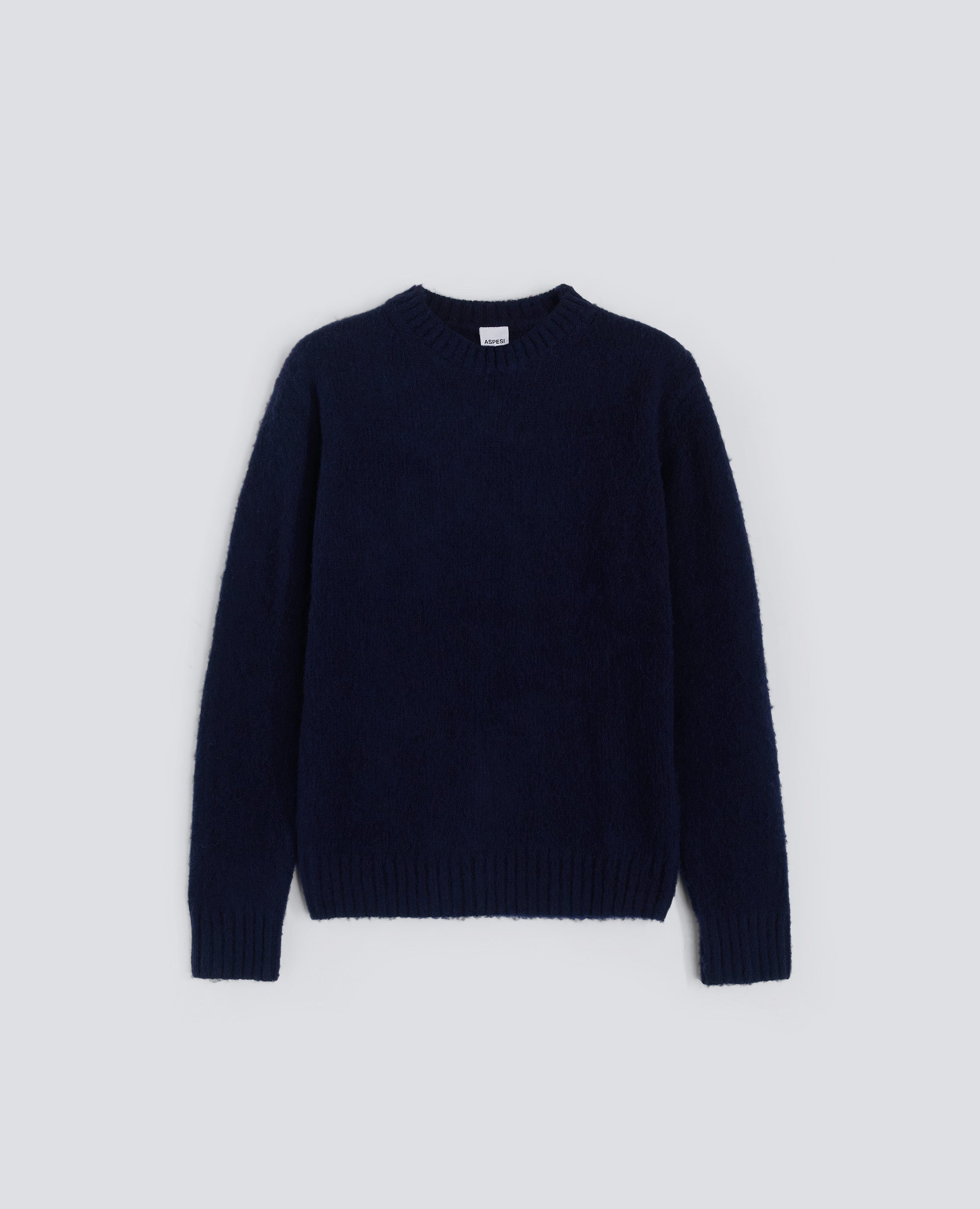 PULL ACOL ROND EN LAINE DES SHETLAND - BLU - ASPESI