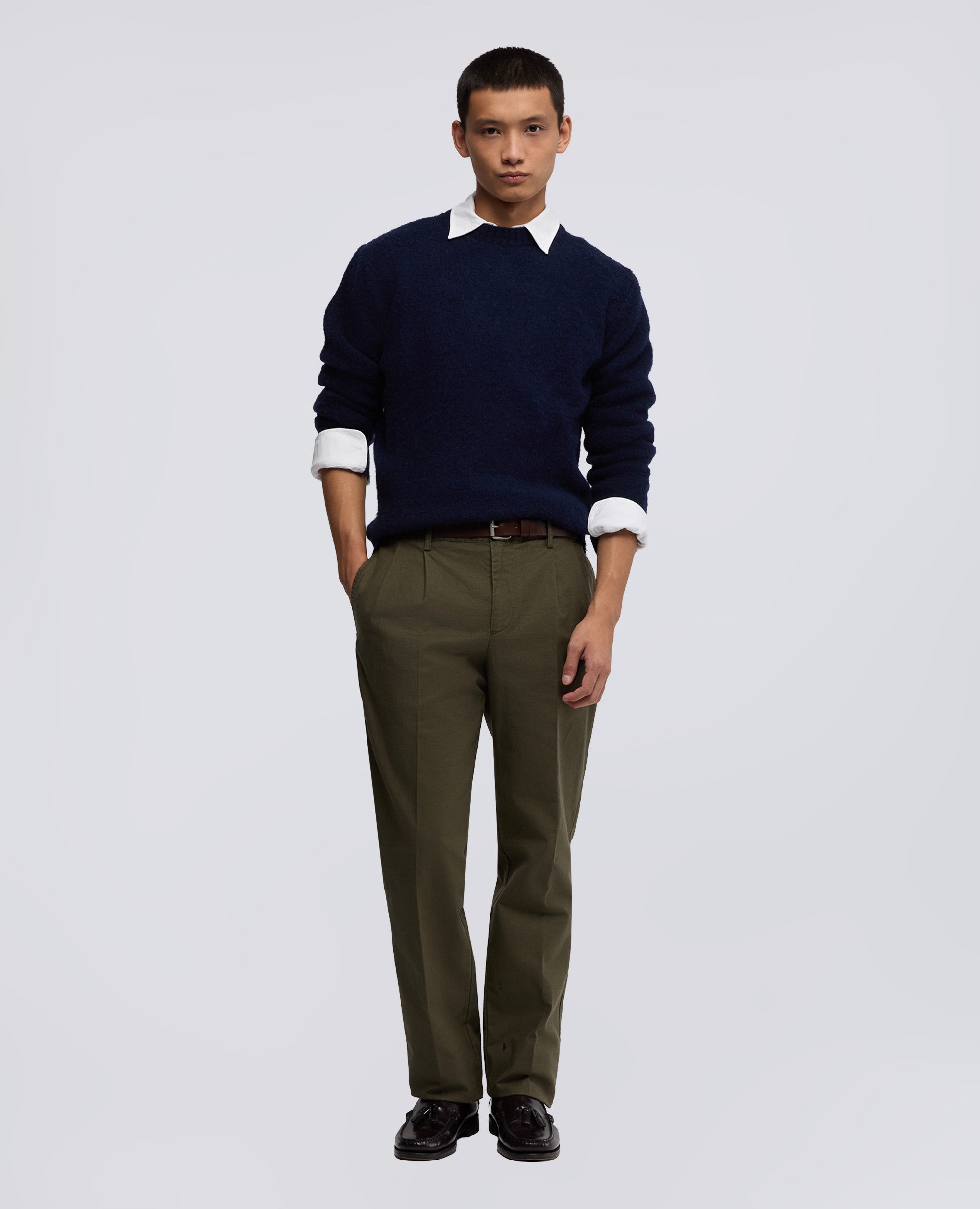 PULL ACOL ROND EN LAINE DES SHETLAND - BLU - ASPESI