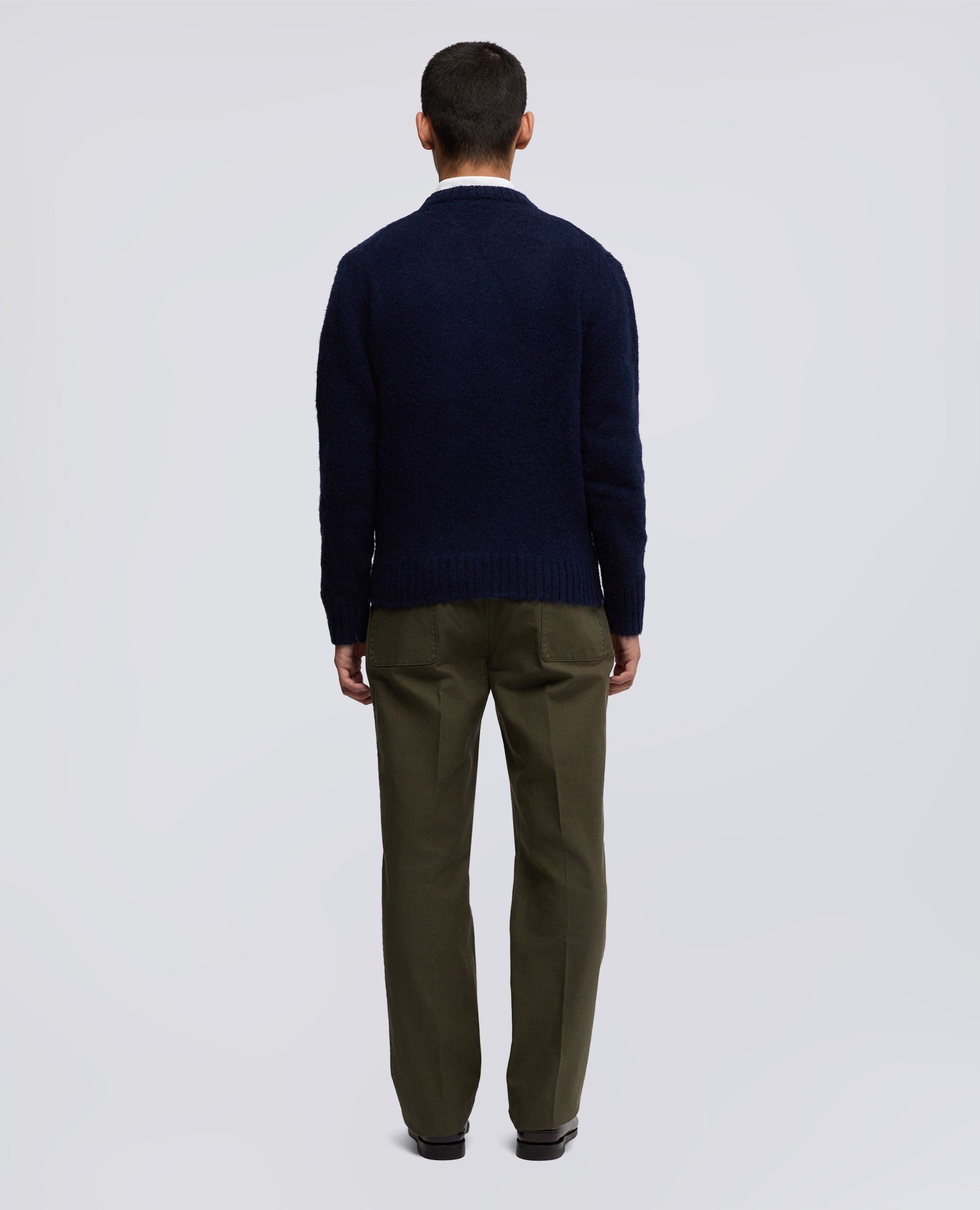 PULL ACOL ROND EN LAINE DES SHETLAND - BLU - ASPESI